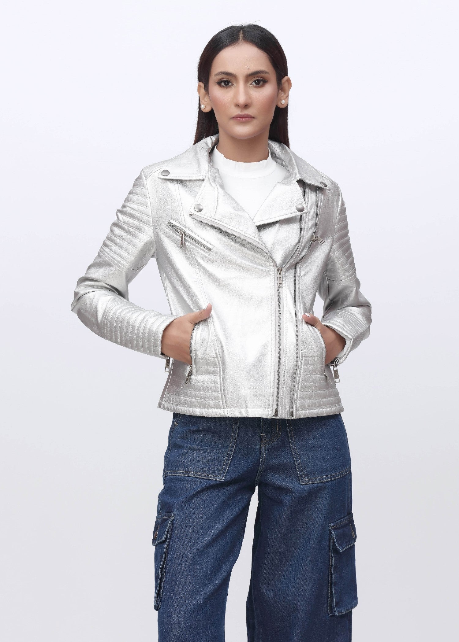 leather Jacket in Silver