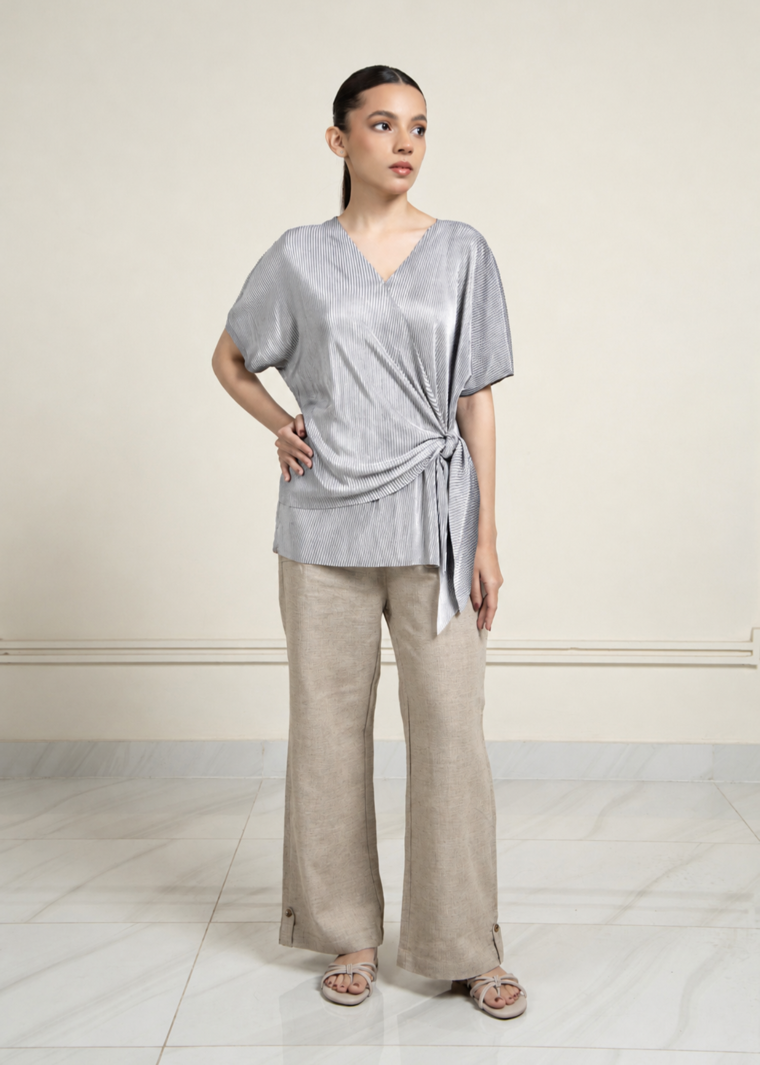 silk Top in Silver
