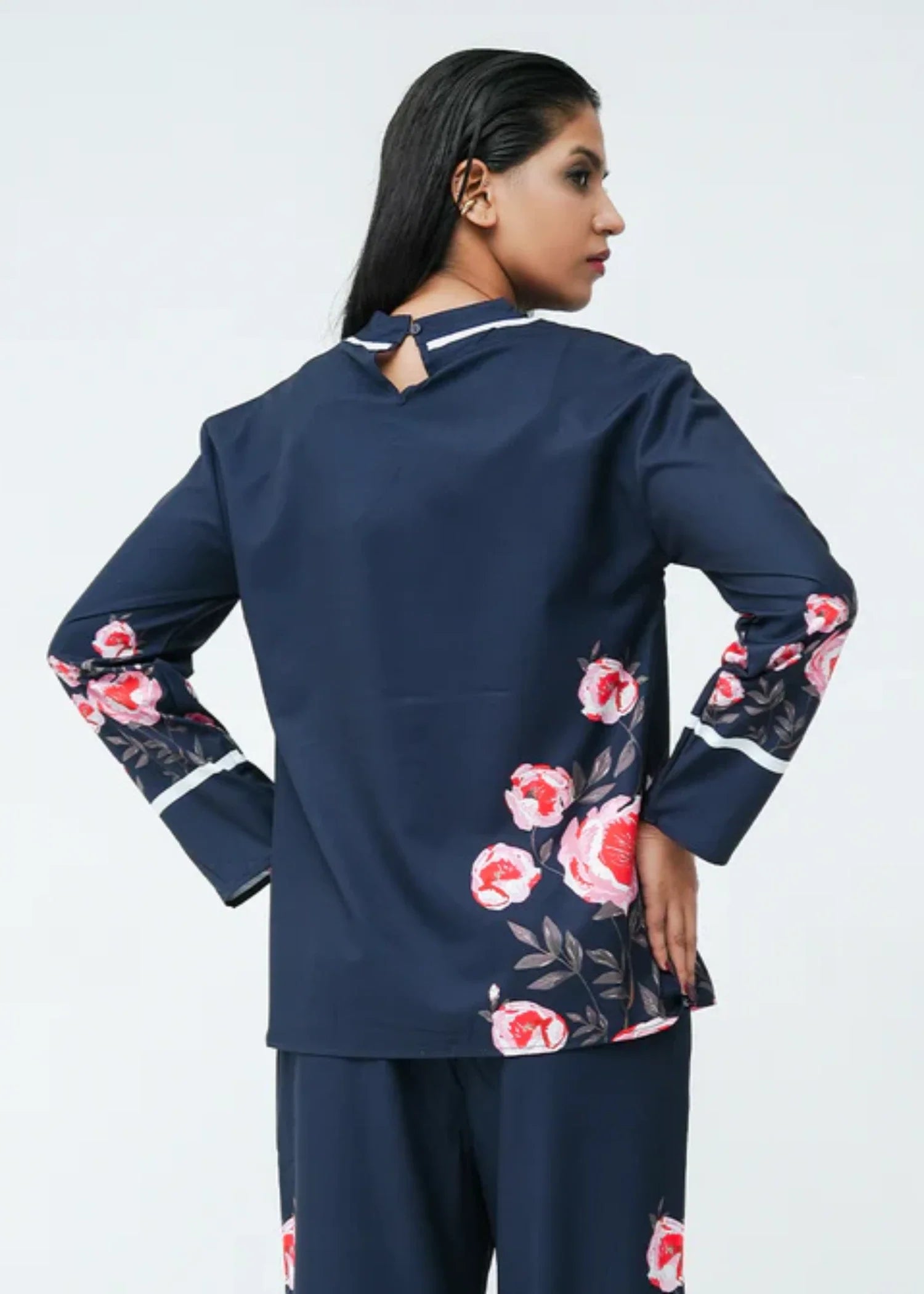 blended satin polyester Co ord Sets in Navy blue