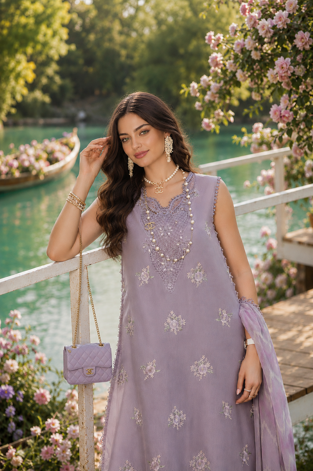 Noor Eid Printskhas Lawn – D4 – Lavender Lights