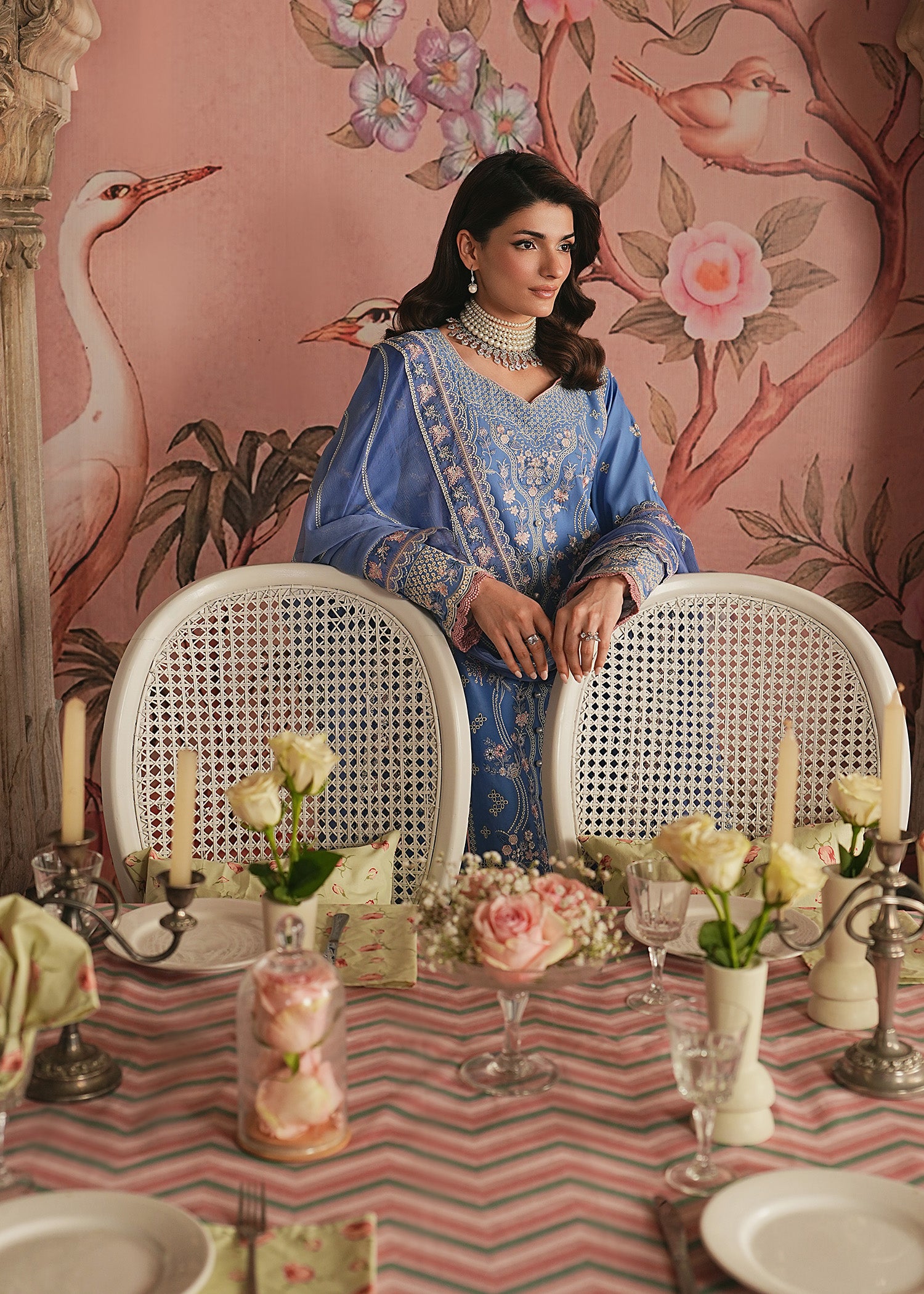 lawn Kurta Set in Cornflower blue