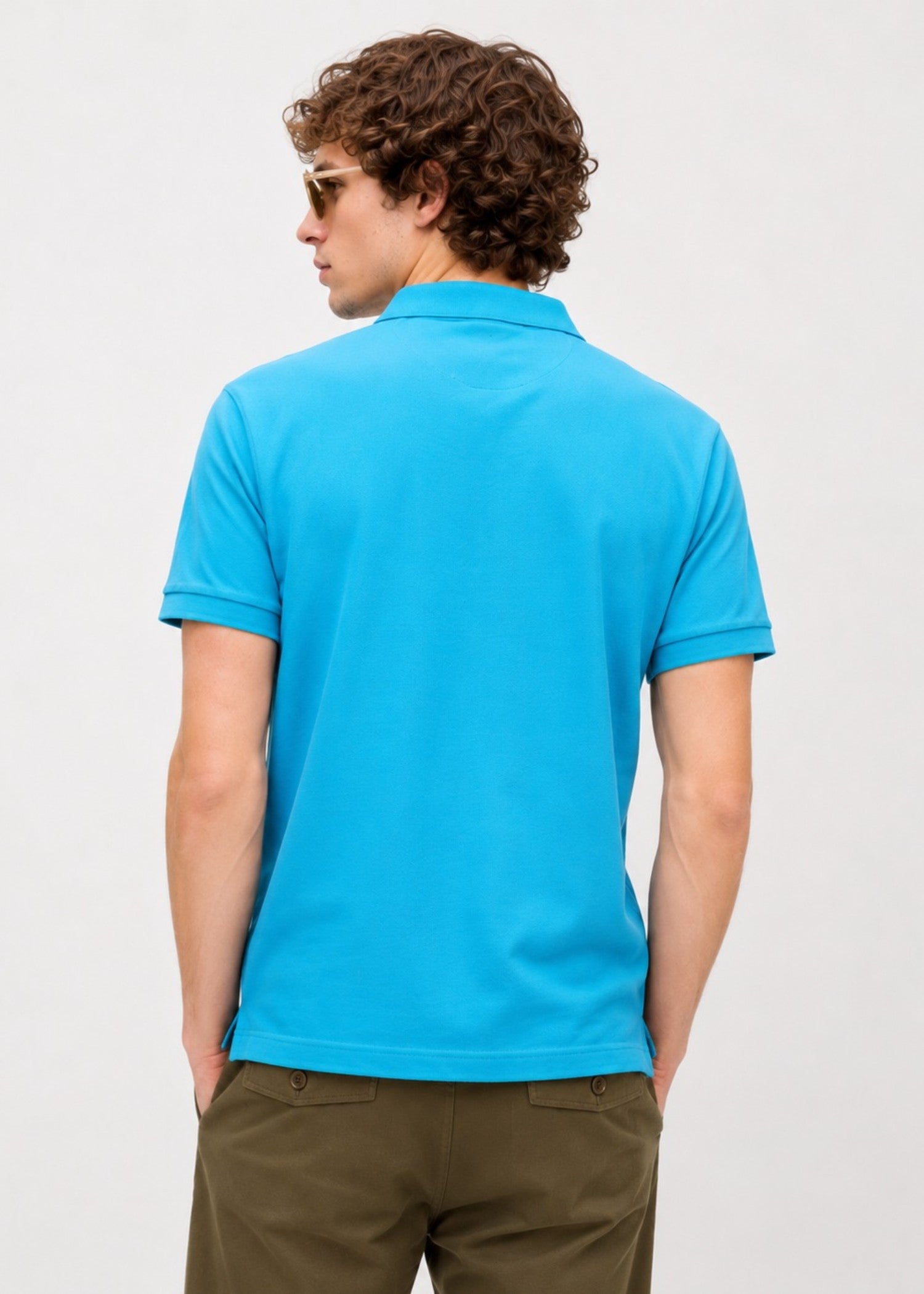 cotton Polo Shirt in Sky blue
