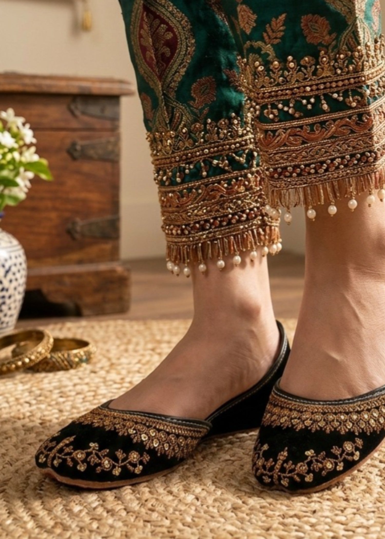 Khussa in Black by - High Quality Women Khussa TKB2474