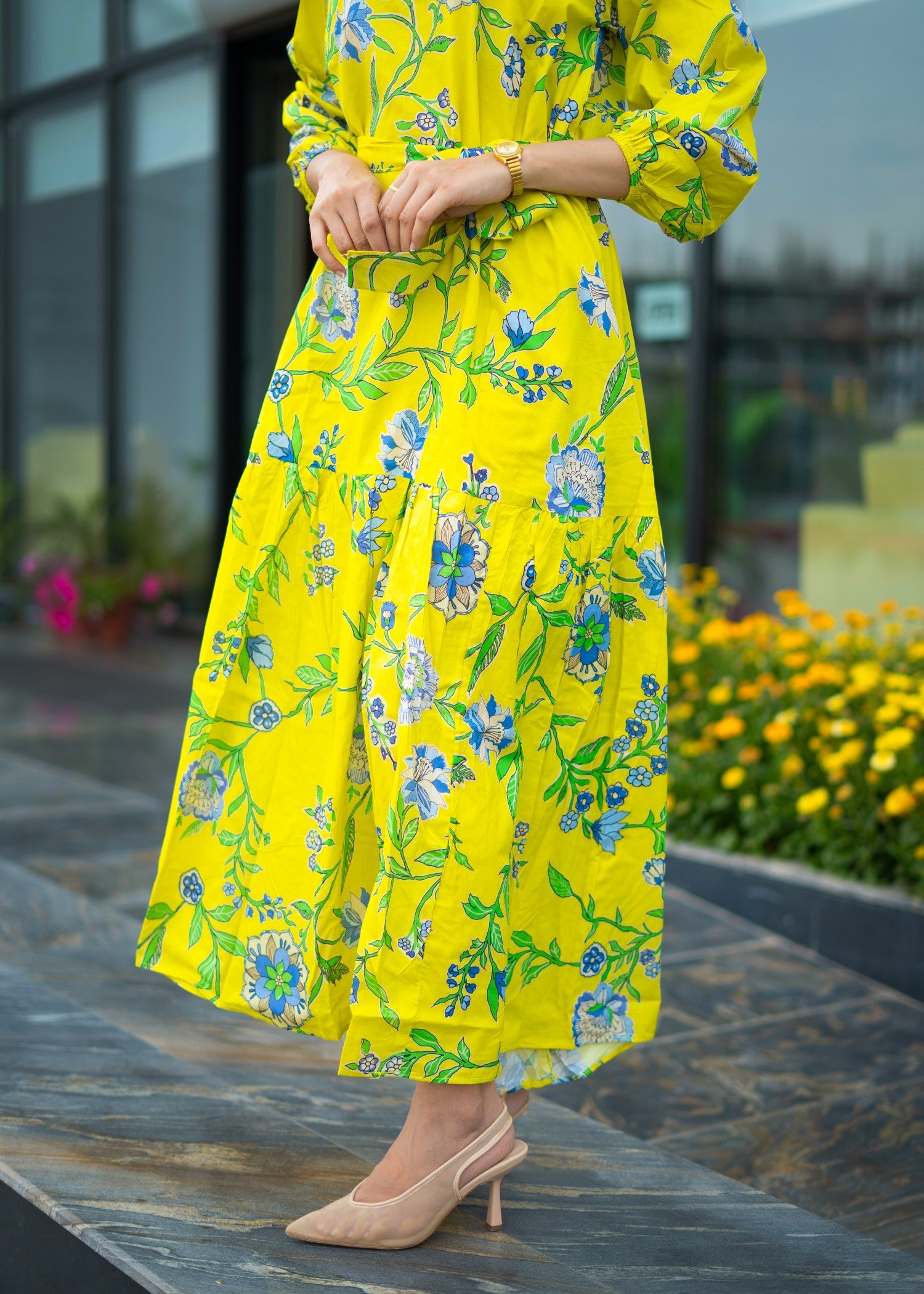 pure cotton Dress in Chartreuse