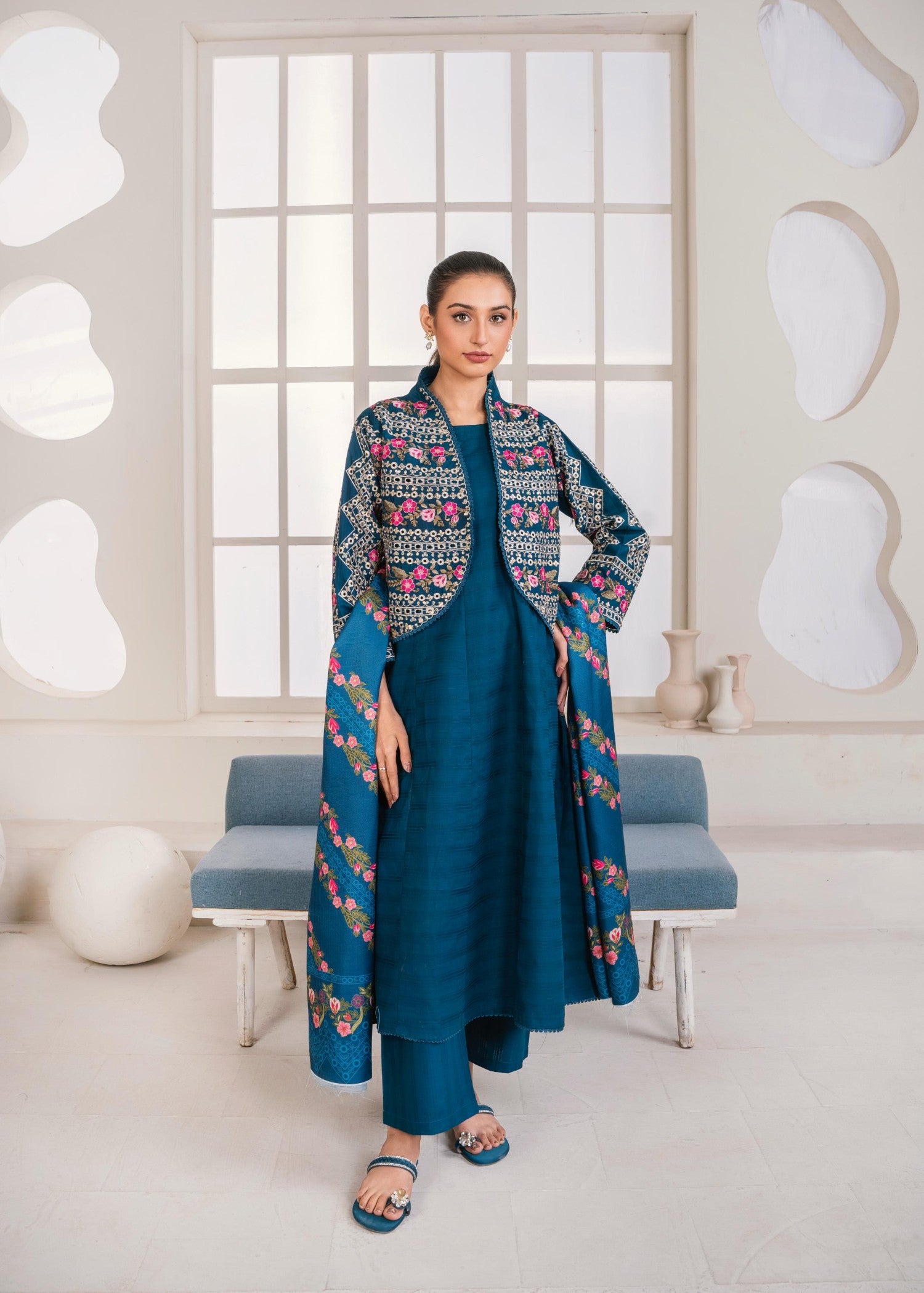cotton Pishwas in Teal