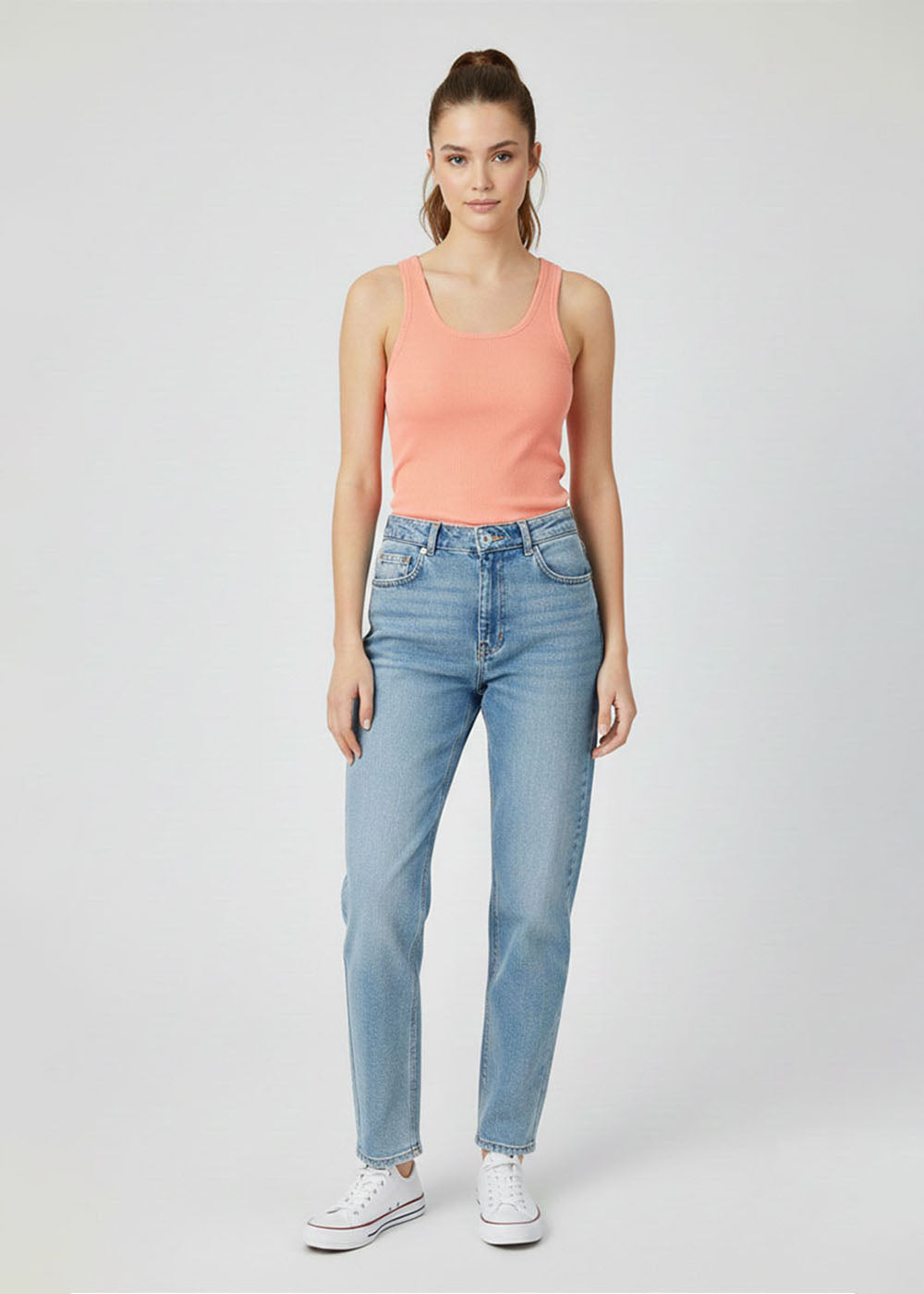 cotton jersey Tank Top in Peach pink