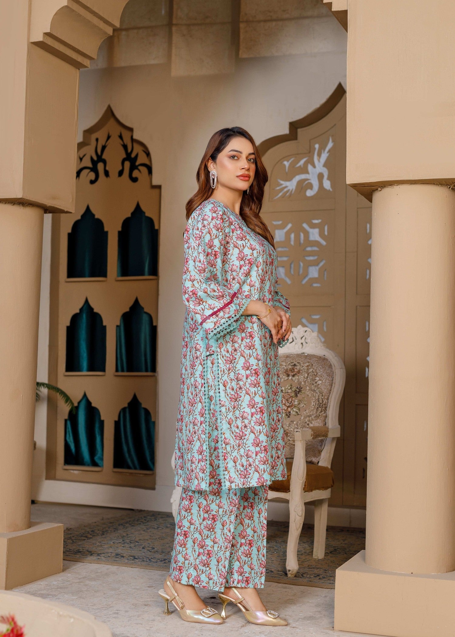 khaddar Co Ord Sets in Sky blue