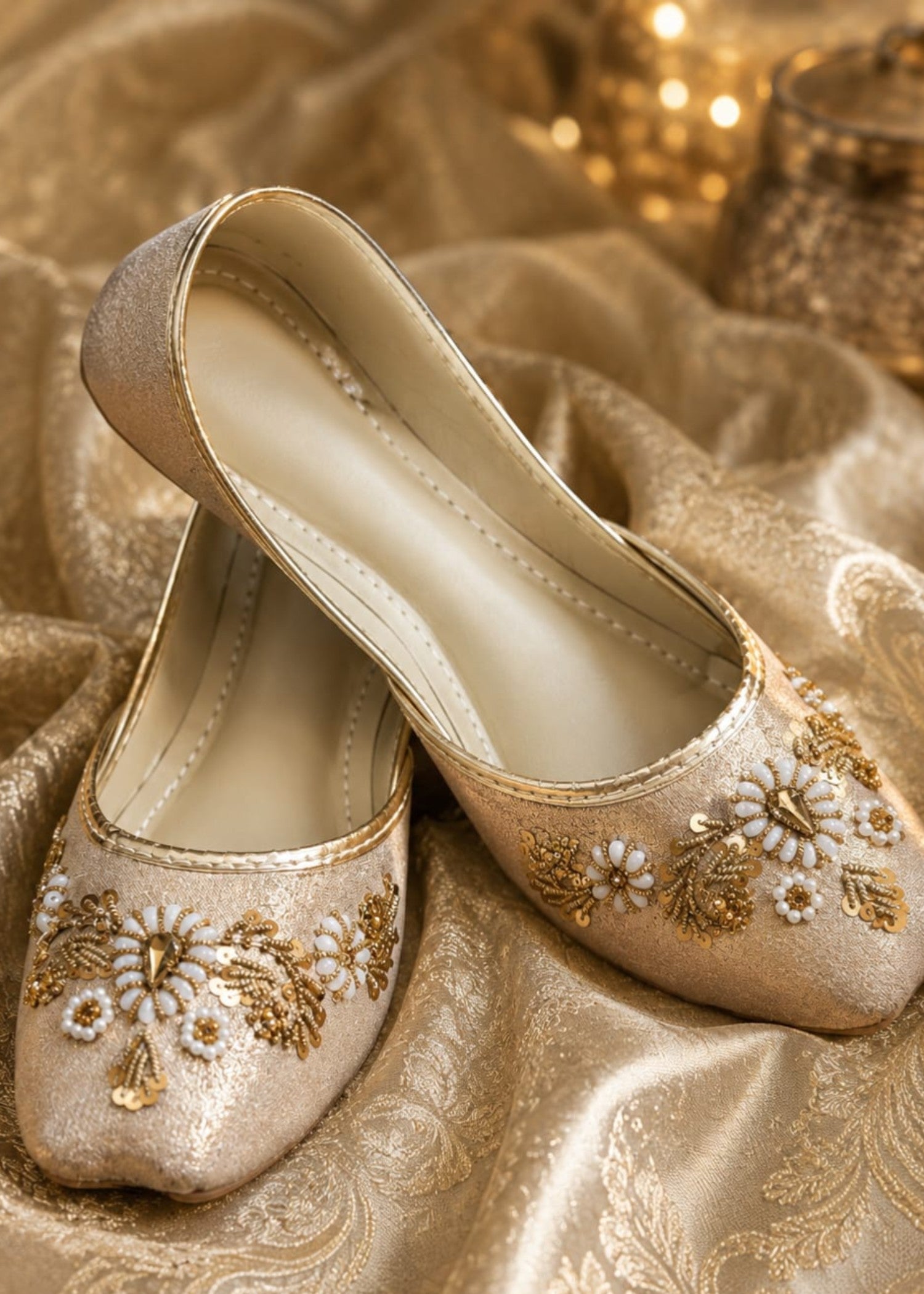 Khussa in Champagne by - High Quality Women Khussa KBK8884