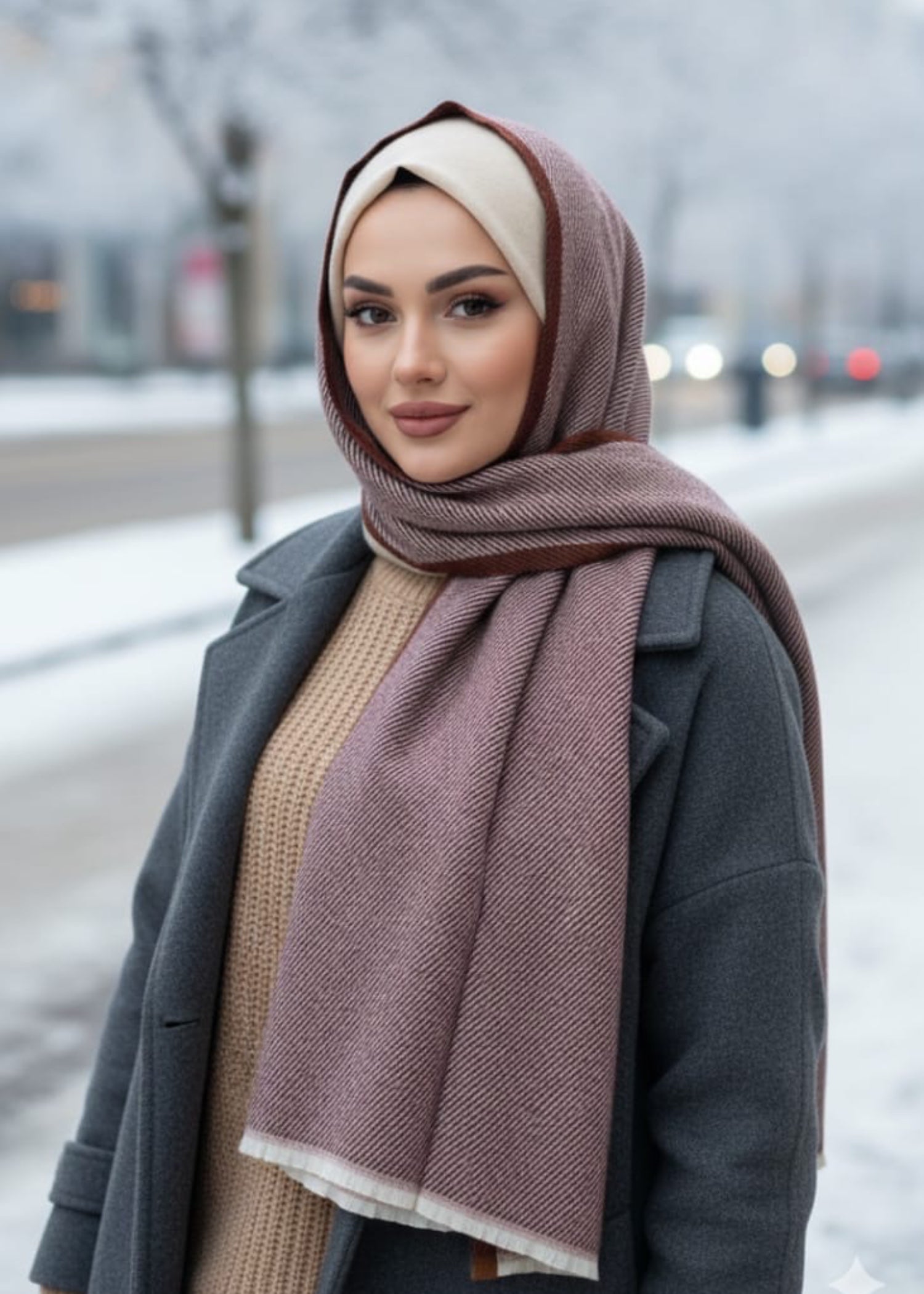 wool Hijab in Chocolate brown