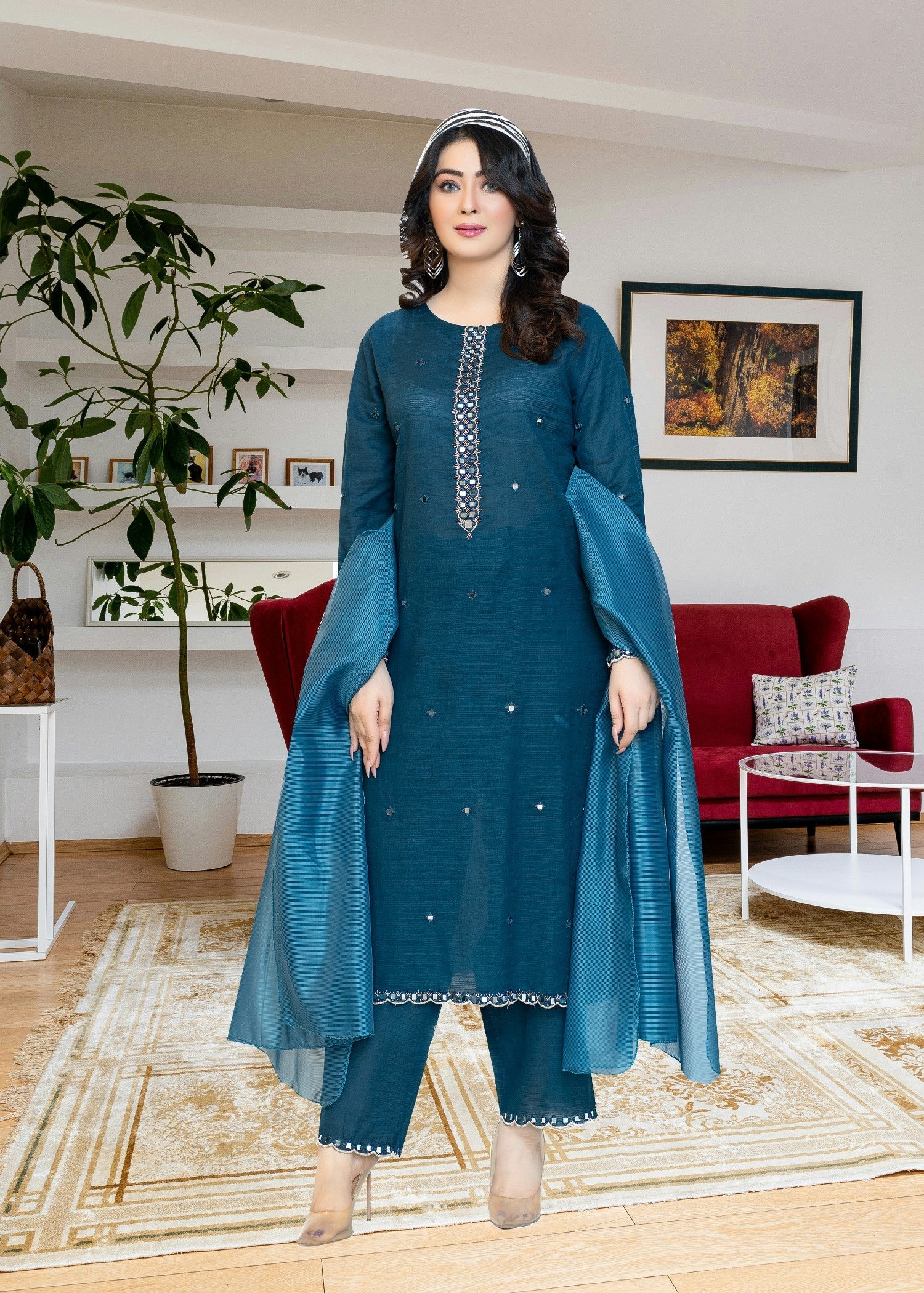 cotton Short Frock in Teal