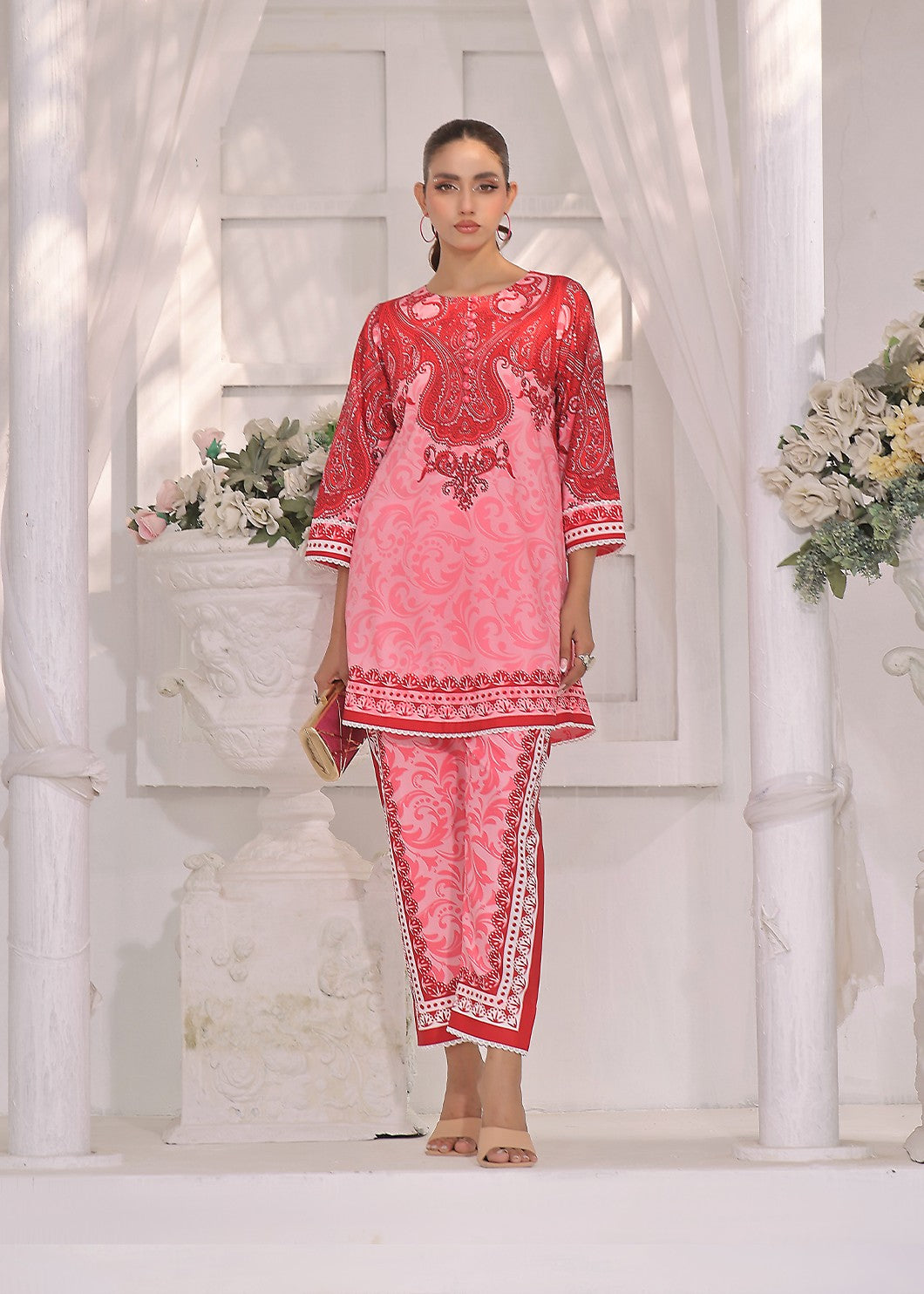 cotton silk Co Ord Sets in Pink