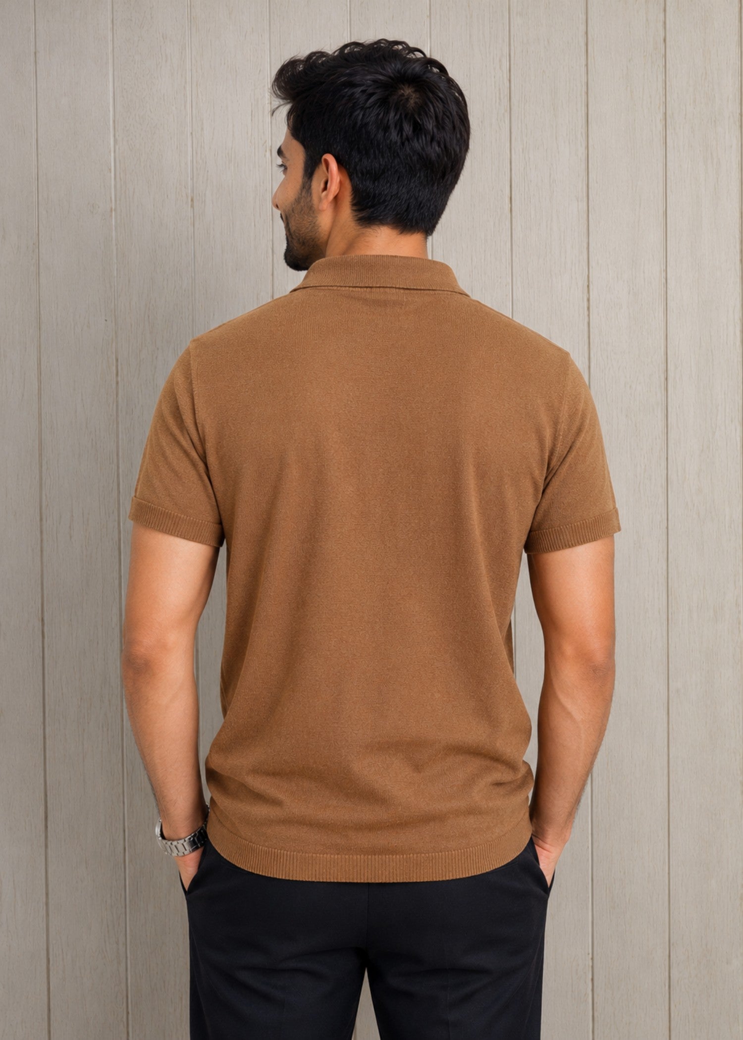 cotton jersey Polo Shirt in Hazelwood brown