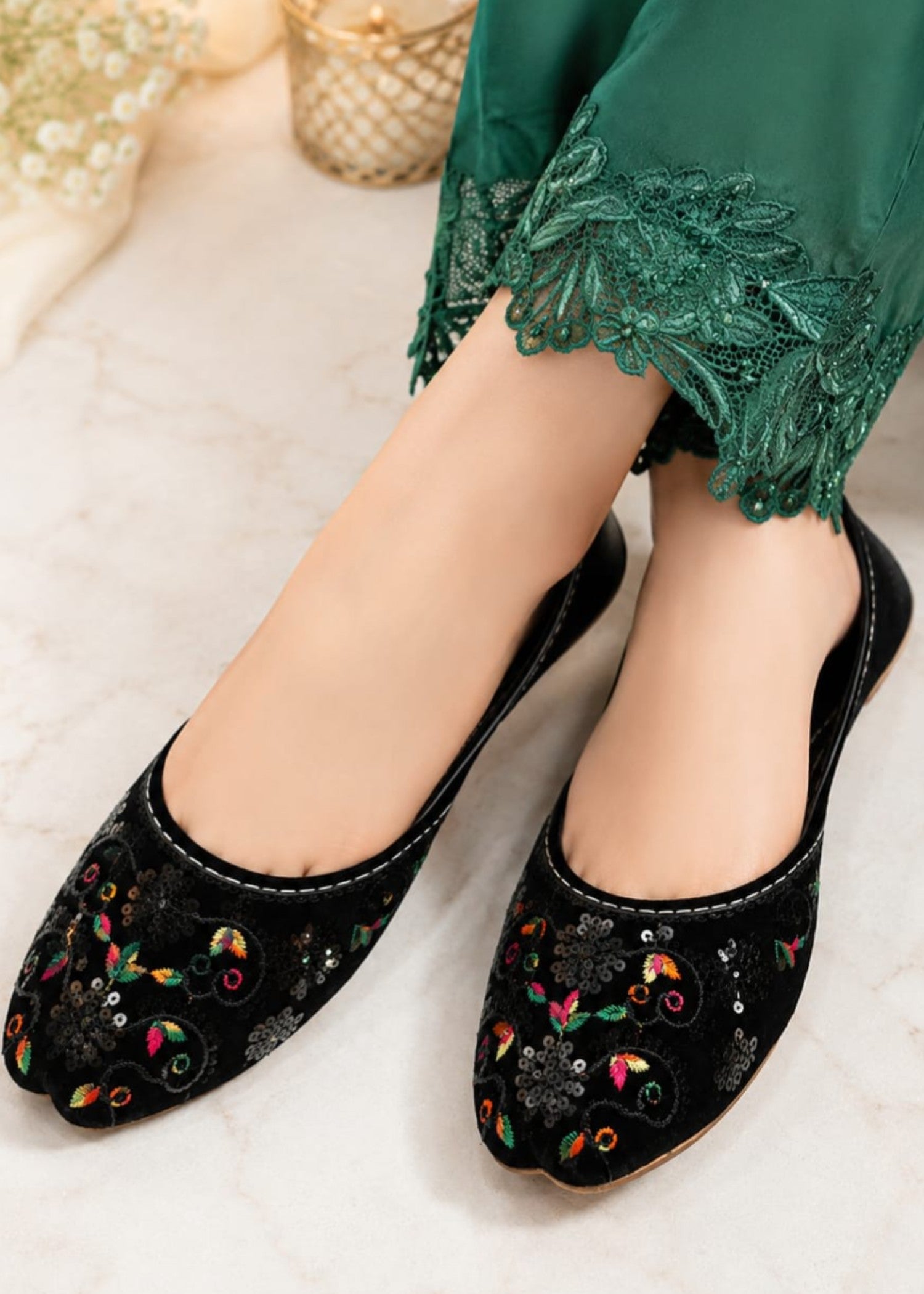 Khussa in Black by - High Quality Women Khussa RJJ8207