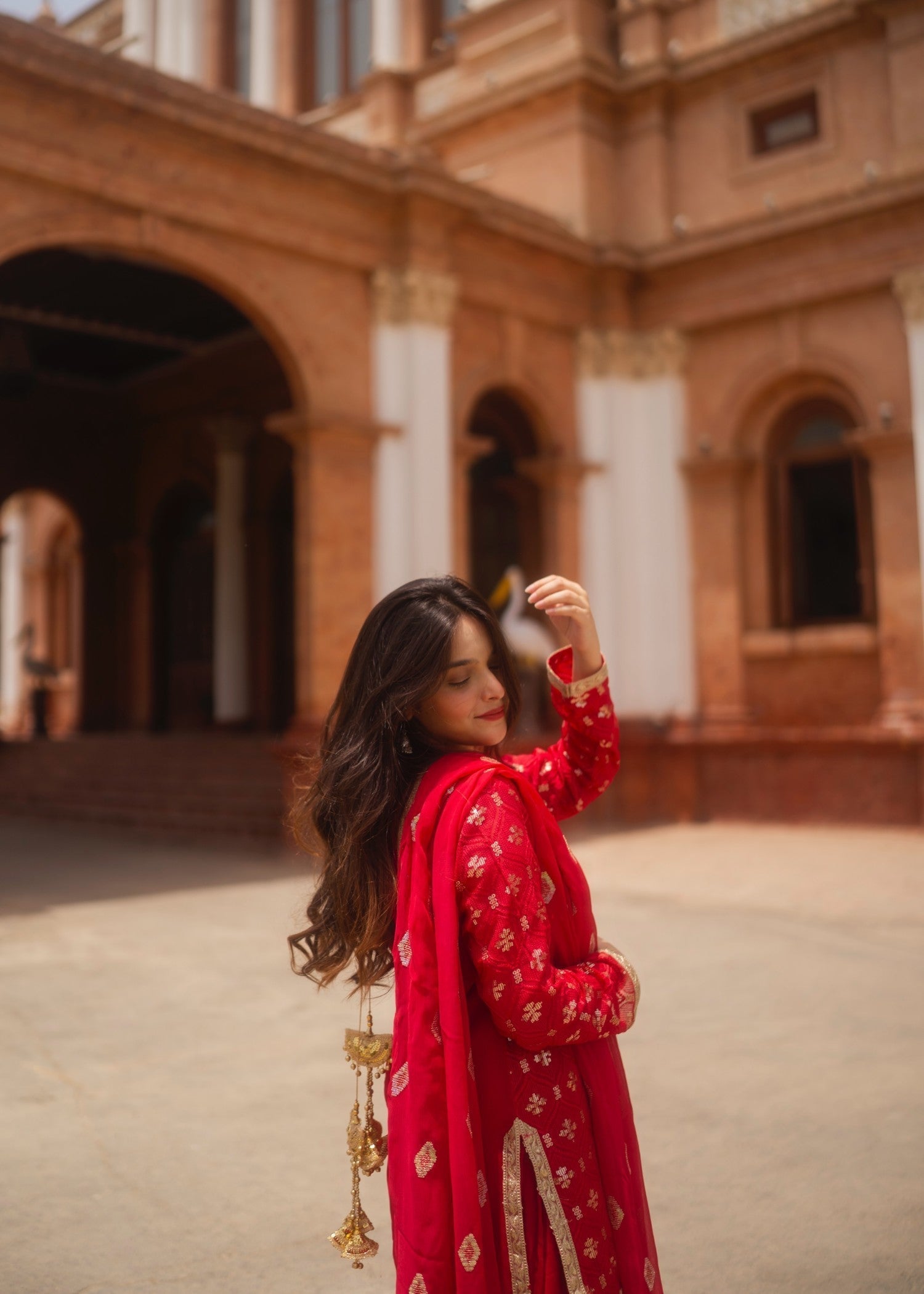 bemberg crinkle chiffon Sharara in Raspberry pink
