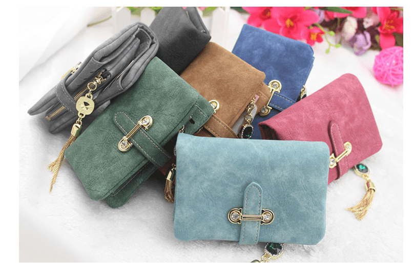 Scrub ladies multi-function coin purse tassel pendant wallet ladies wallet