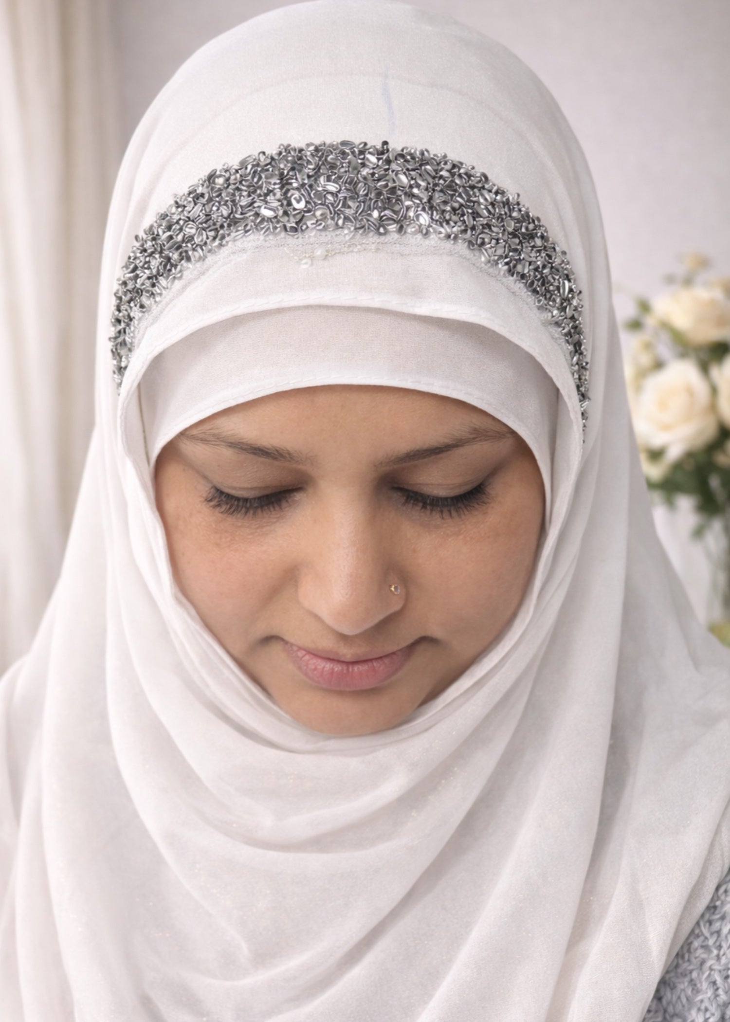 georgette chiffon Hijab in White