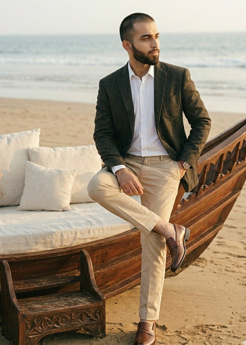 herringbone Blazer in Dark grey