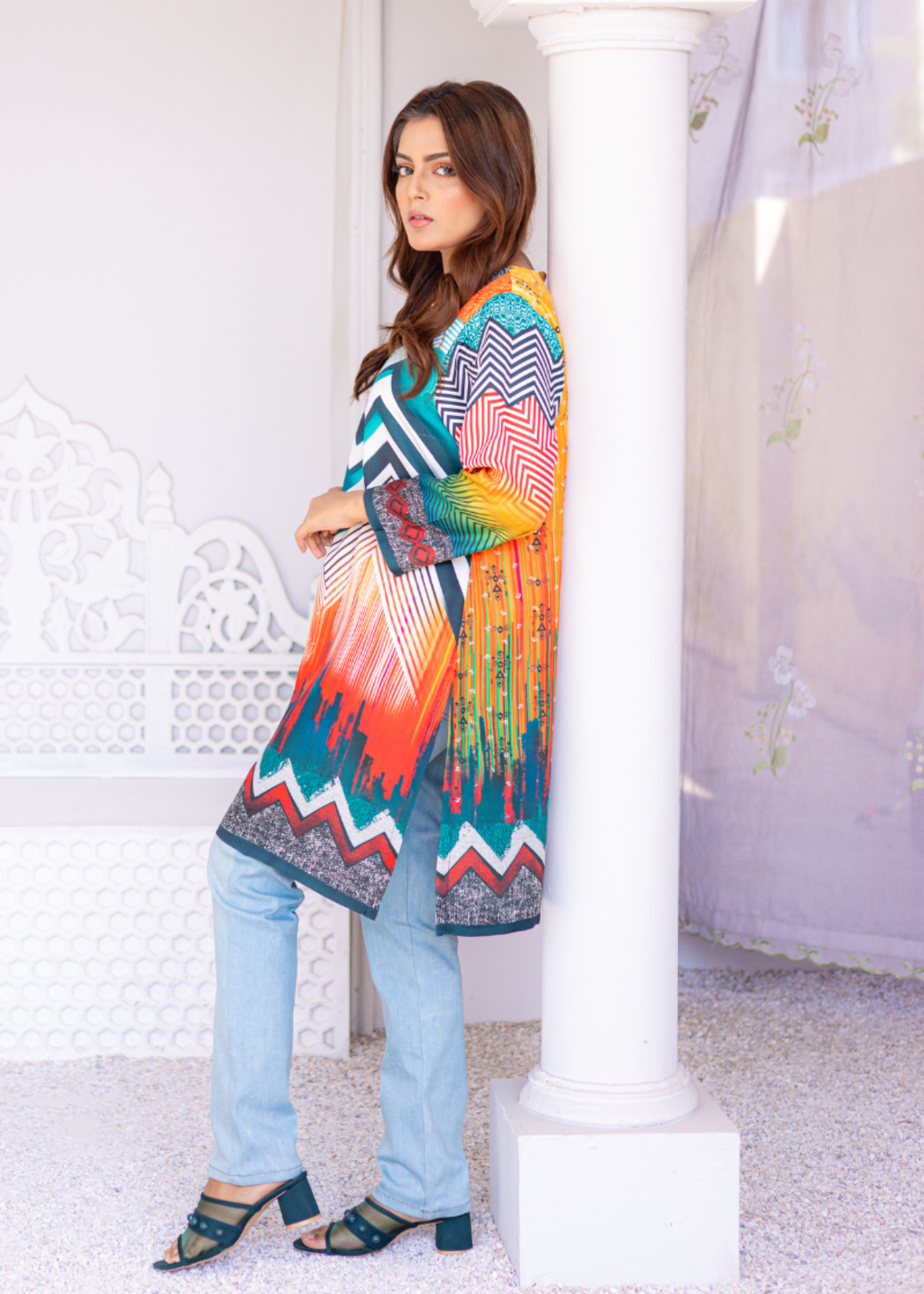 herringbone Kurti in Multi