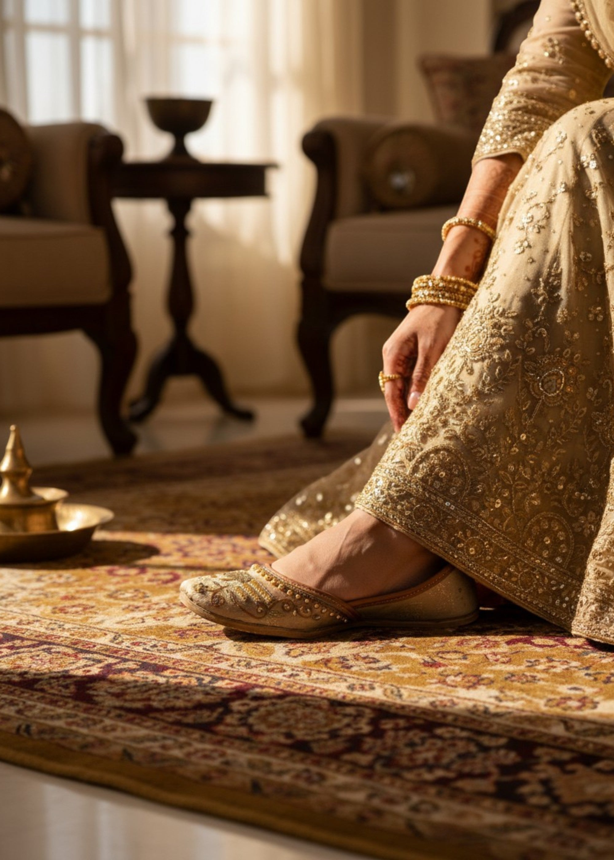 Khussa in Beige by - High Quality Women Khussa CXM0580