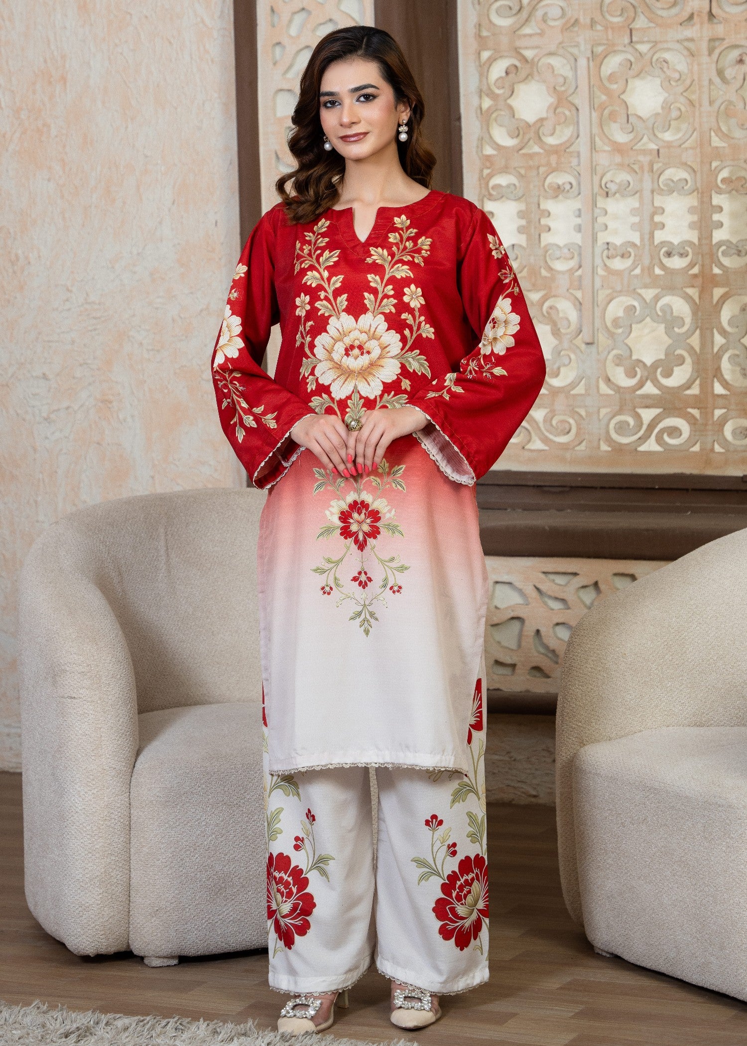 poly viscose Co Ord Sets in Red