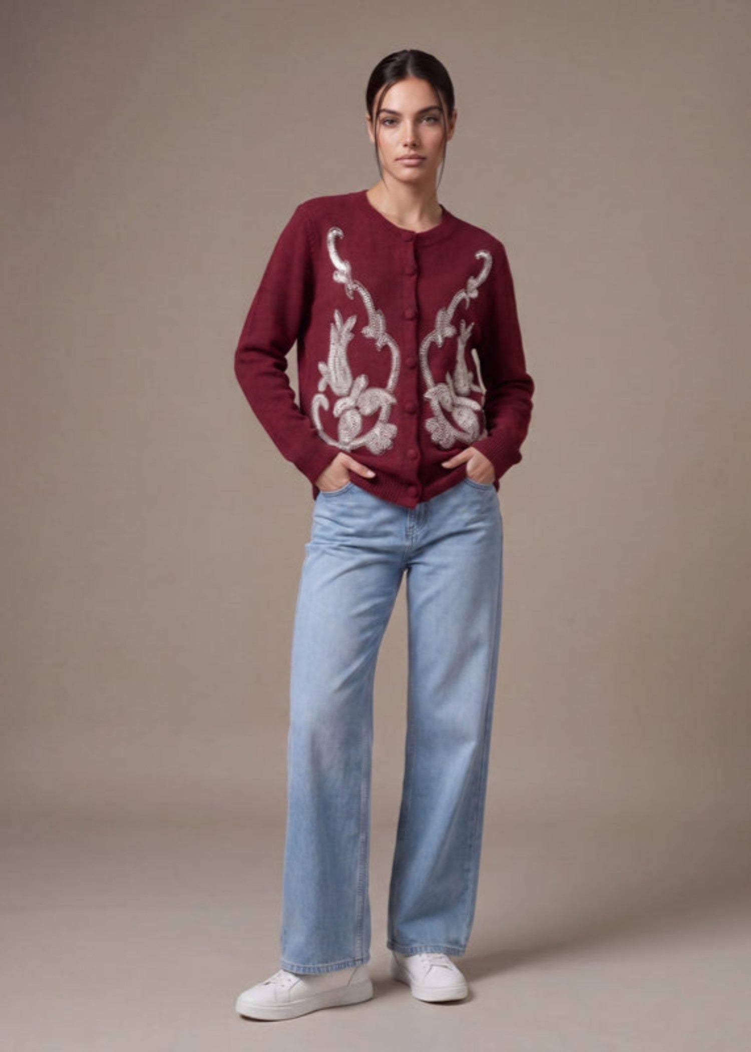 wool Cardigan in Red