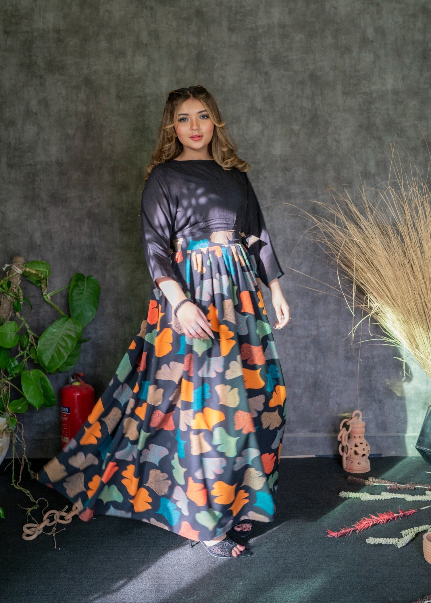 crepe silk Skirt in Multi
