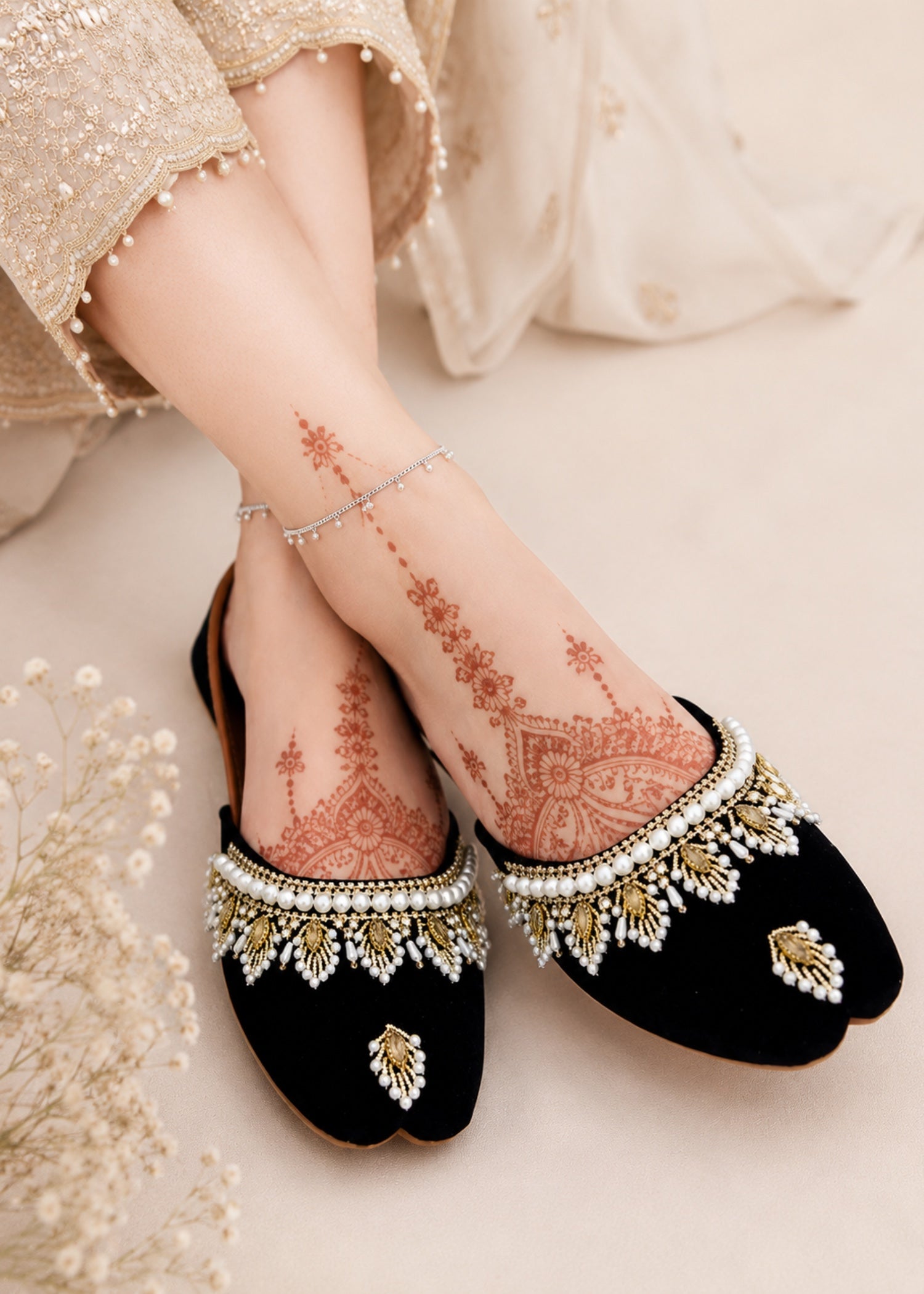 Khussa in Black by - High Quality Women Khussa DEQ1399