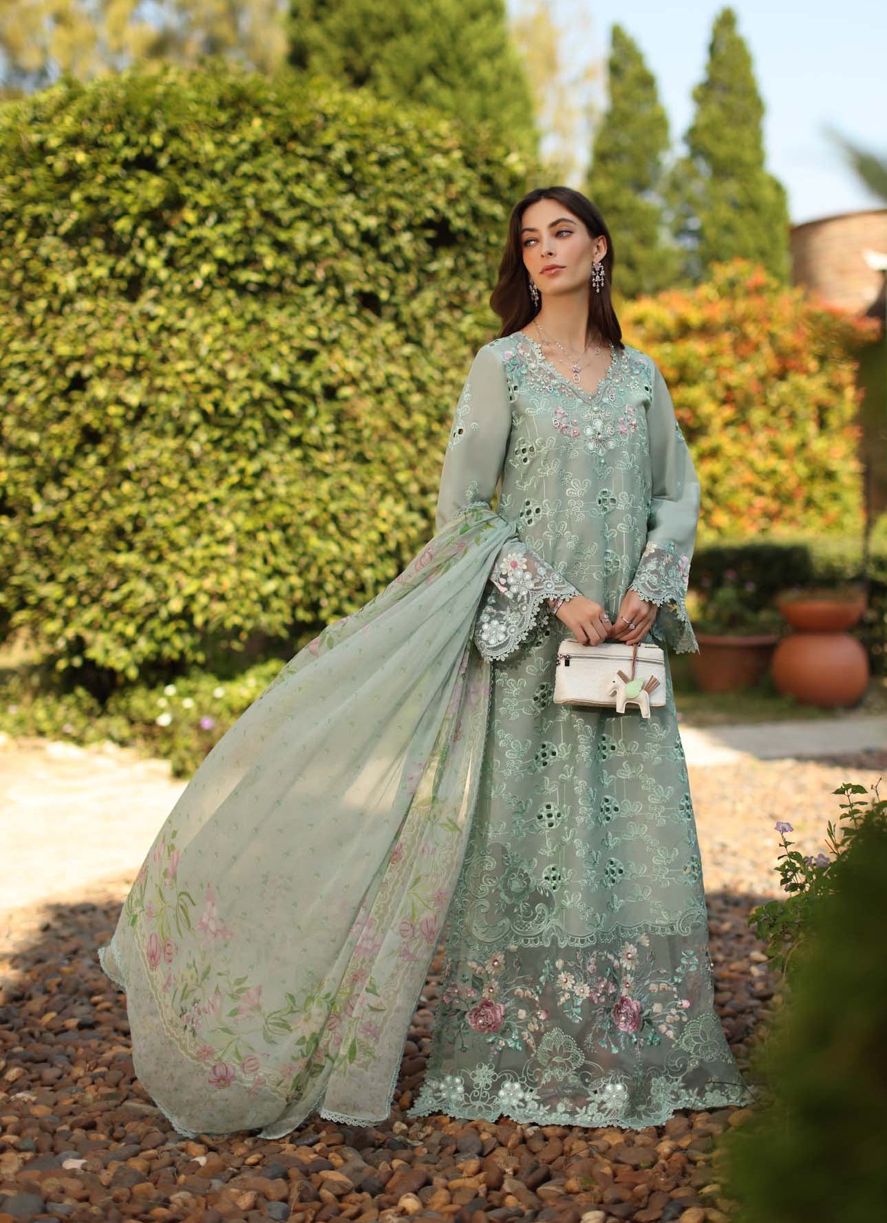 Luxury Eid Schiffli Laserkari Lawn – D7 - B - Florine