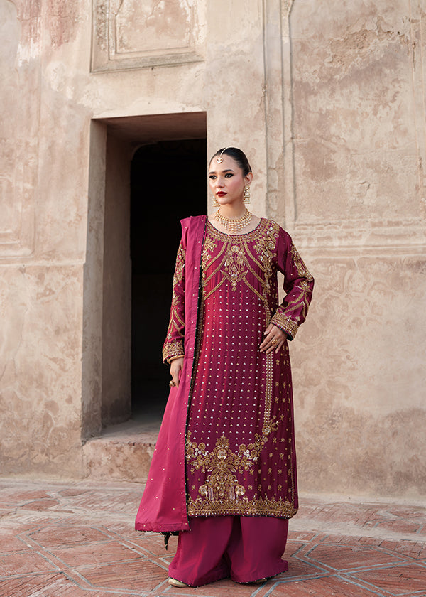 pk charmuse silk Kurta Set in Deep carmine