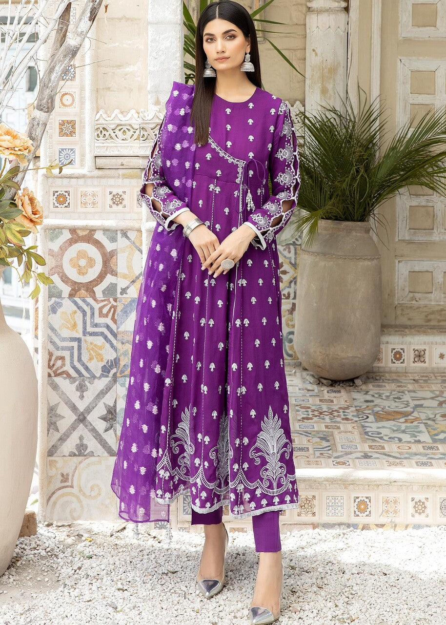 chiffon Angrakha in Purple