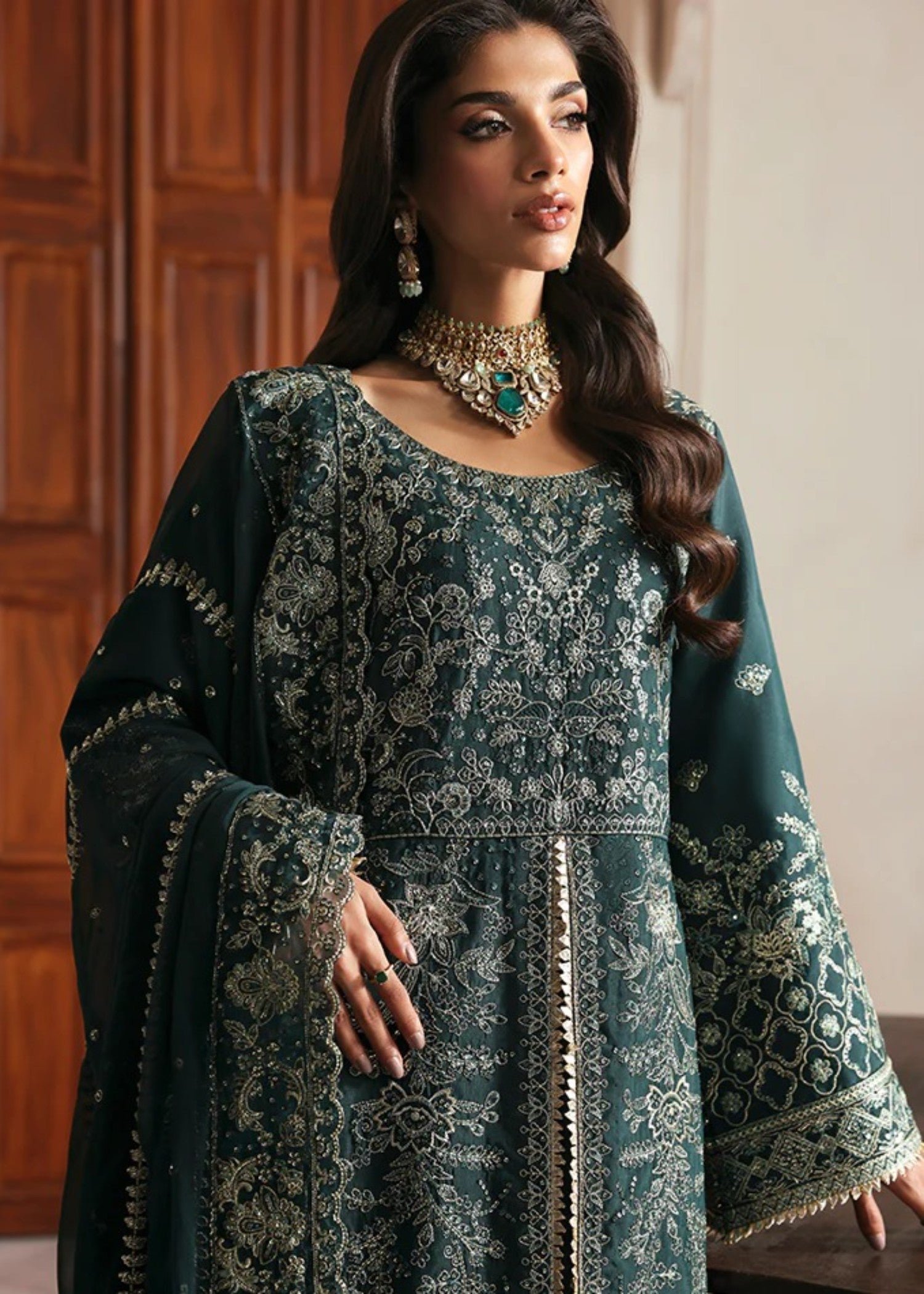 raw silk Sharara in Teal