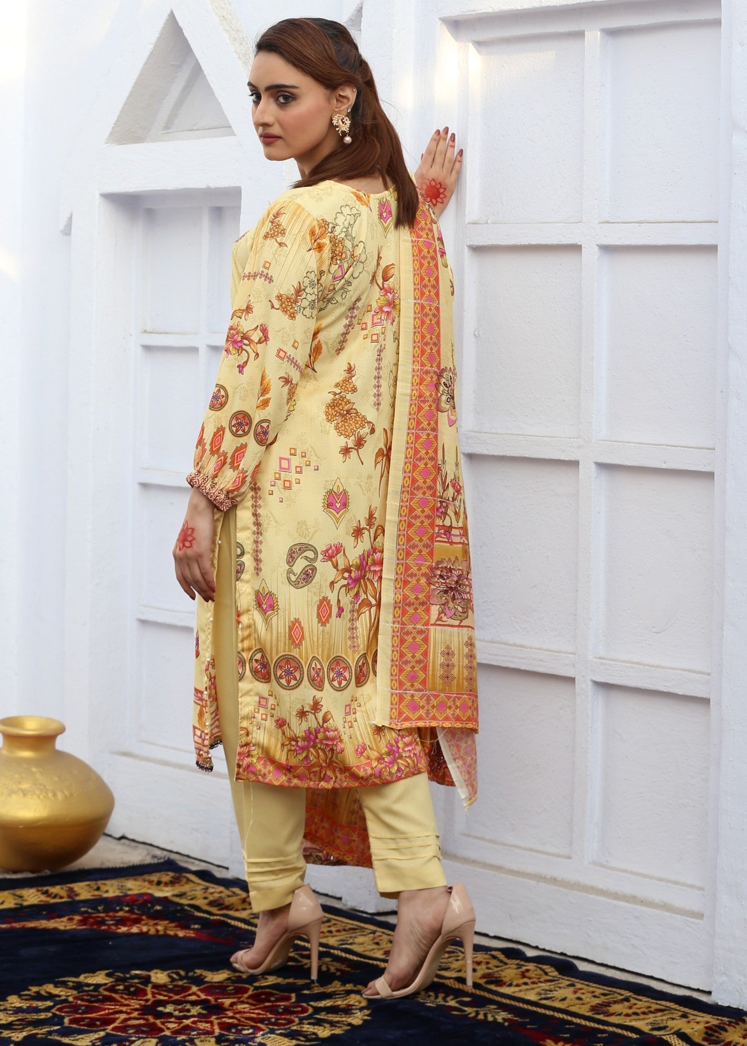 karandi Unstitched in Yellow