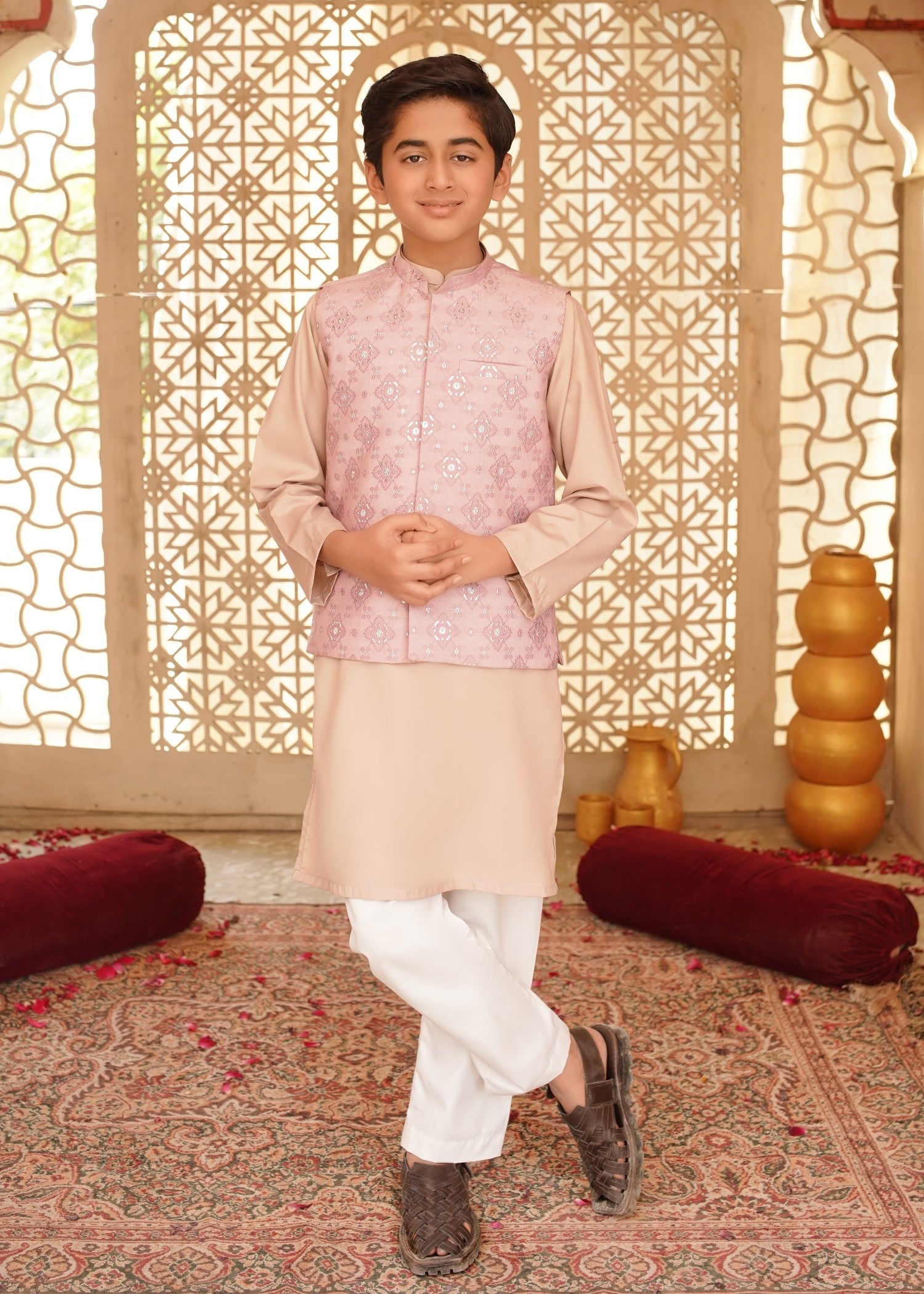 jacquard Waistcoat in Pale pink
