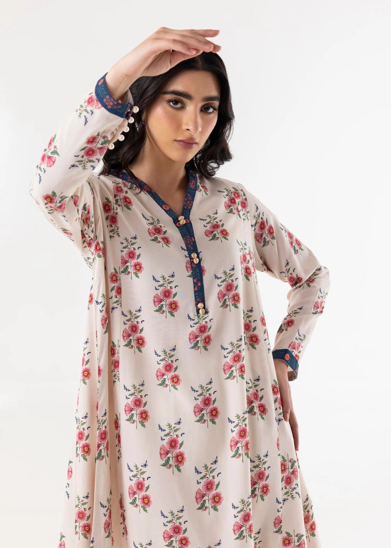linen Short Frock in Ivory