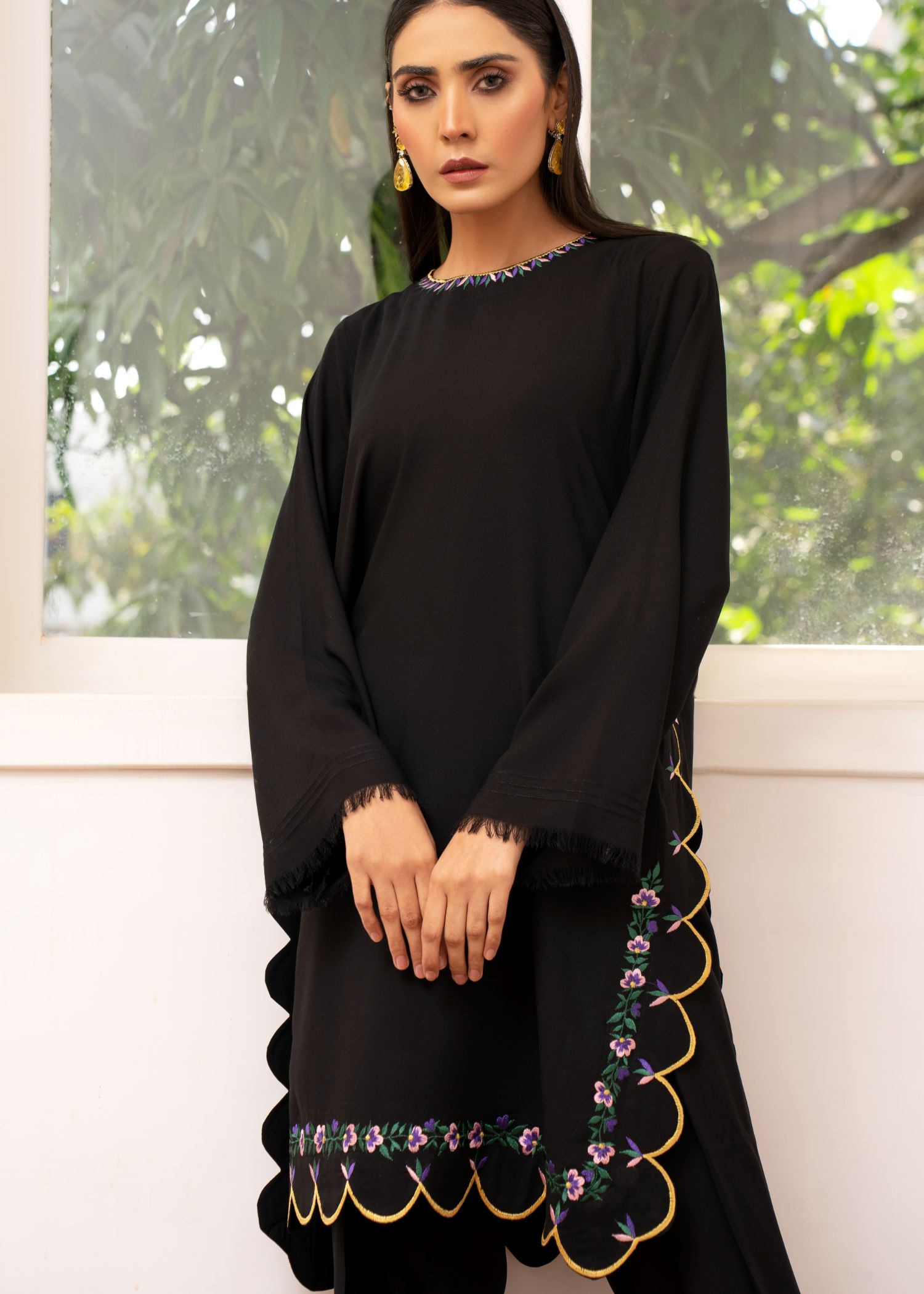 cotton Kurta Set in Black