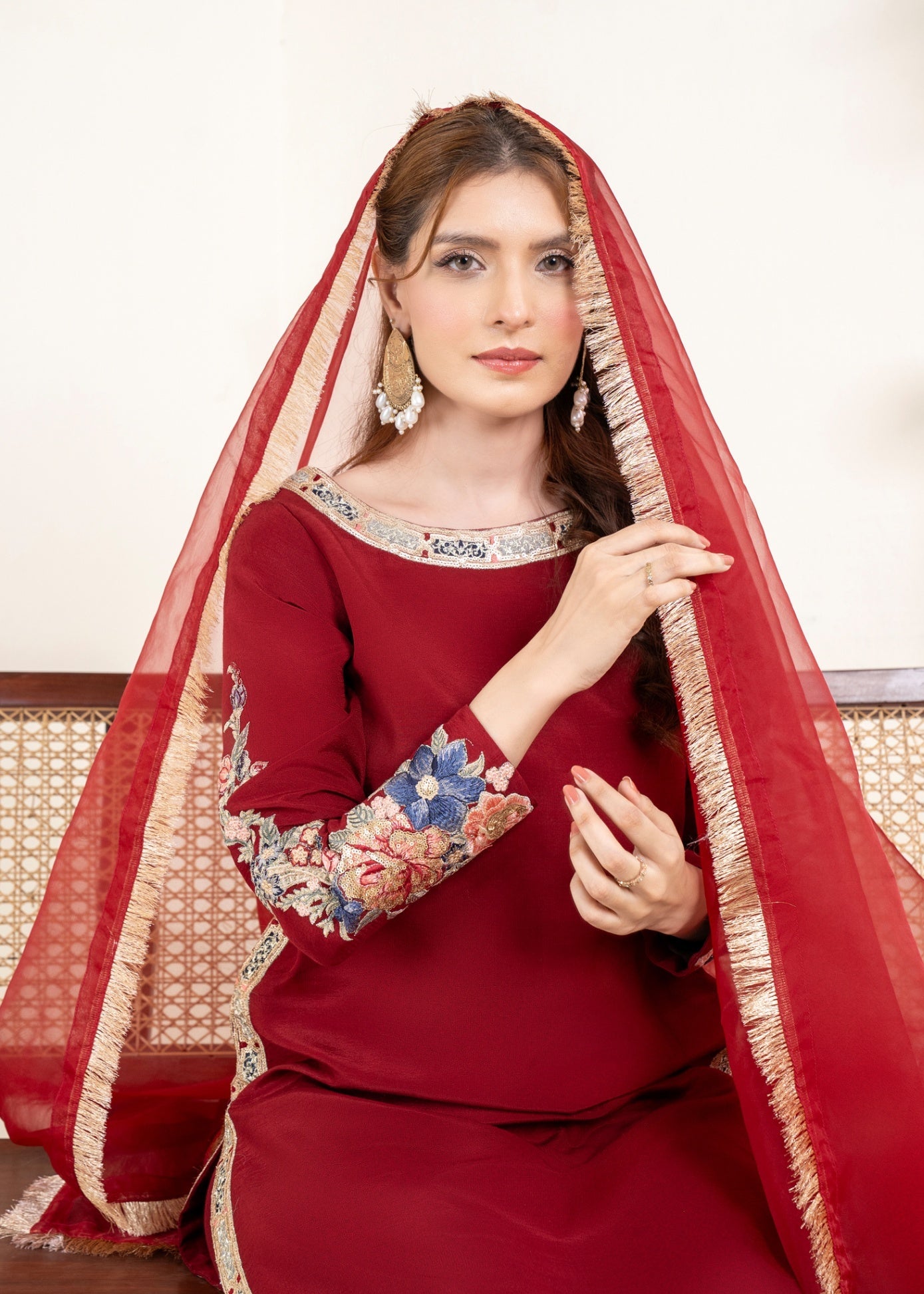 thai silk Kurta Set in Maroon