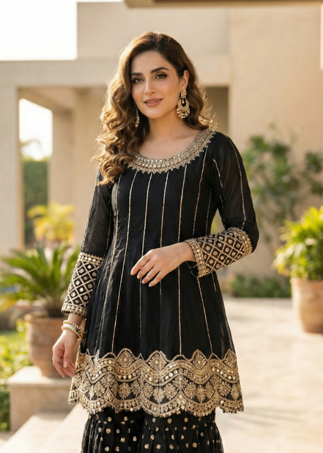 net Gharara in Black