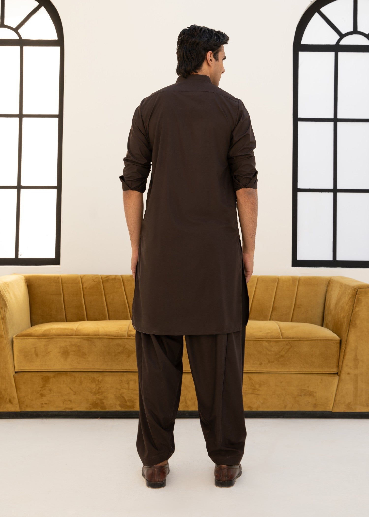 poly viscose Shalwar Kameez in Brown