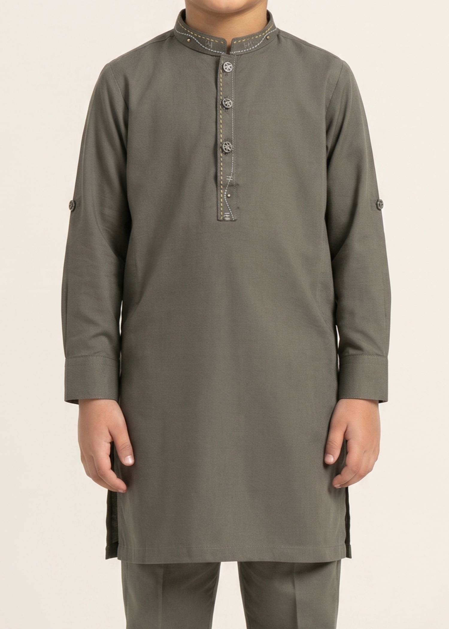 wash & wear Kurta Set in Battleship grey