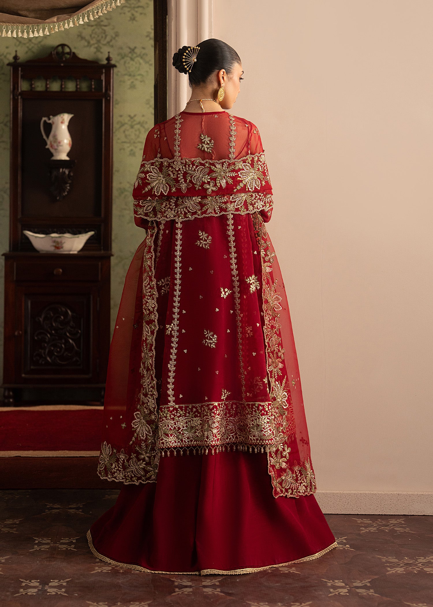 organza Sharara in Red