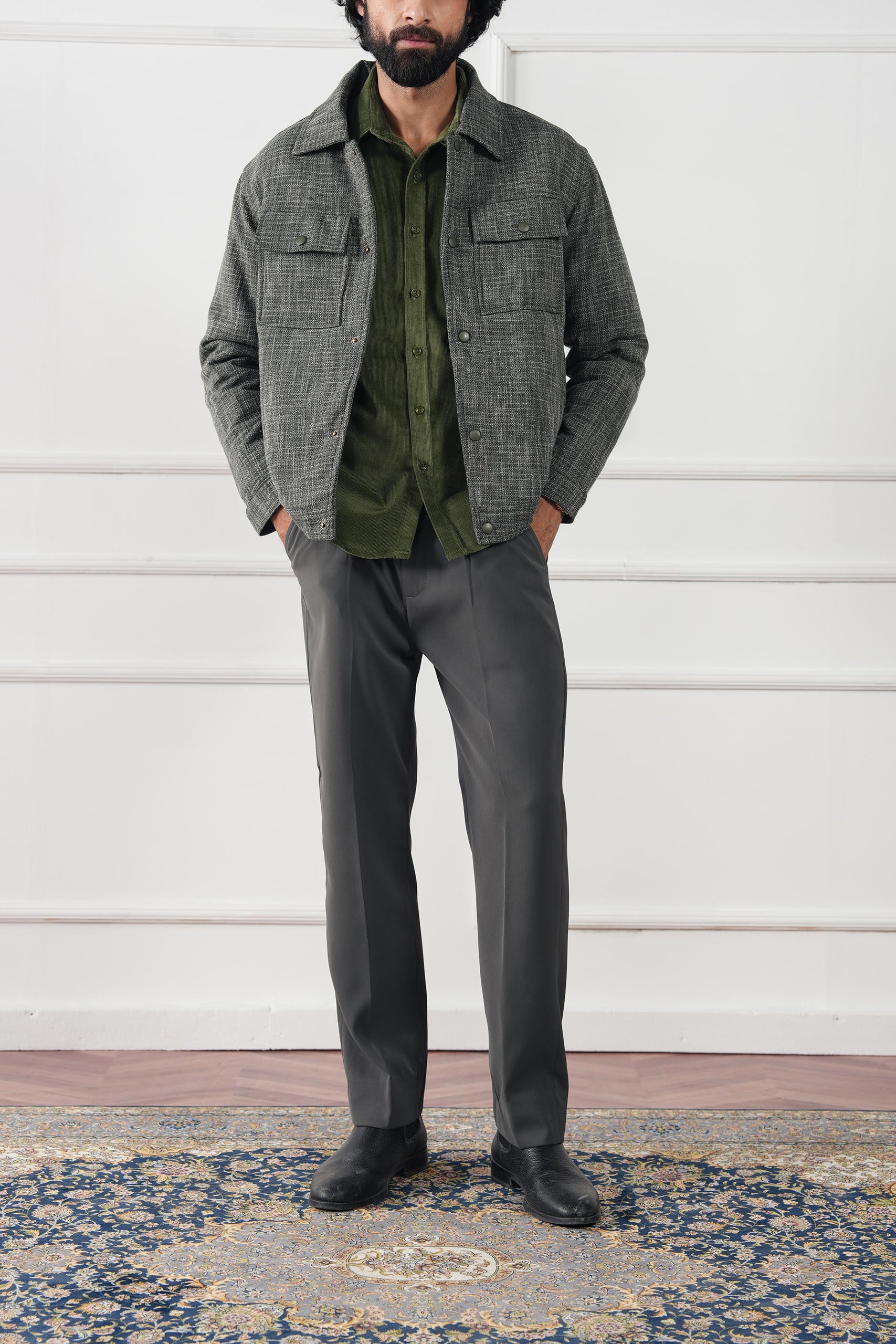 blended wool Jacket in Steal grey