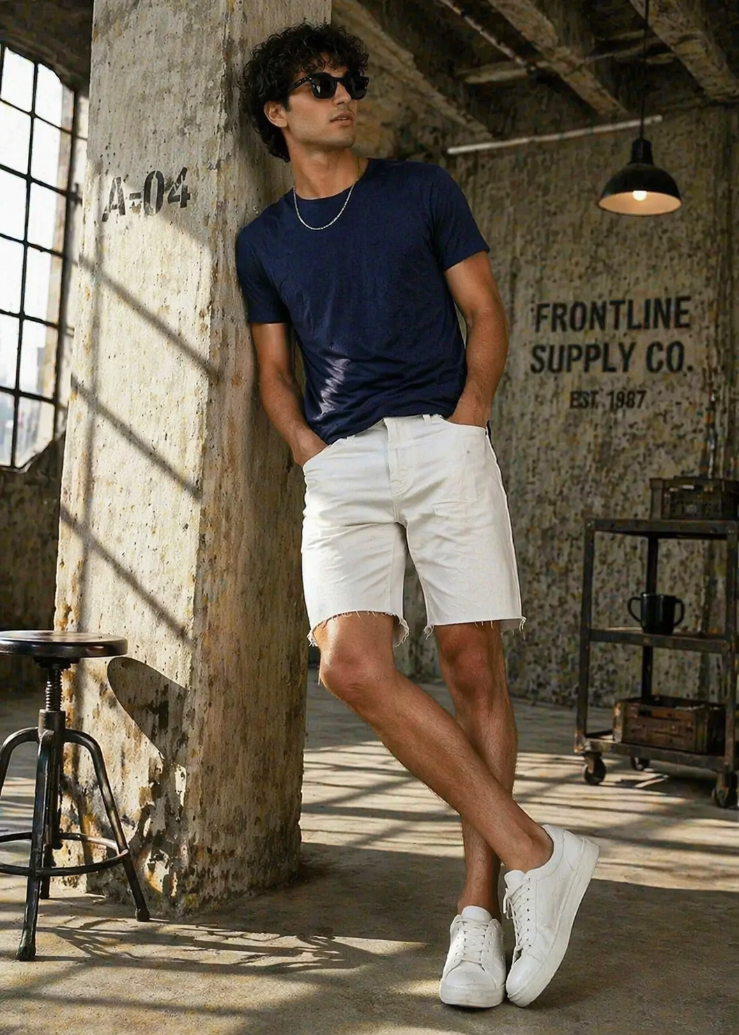 denim Shorts in Off-white