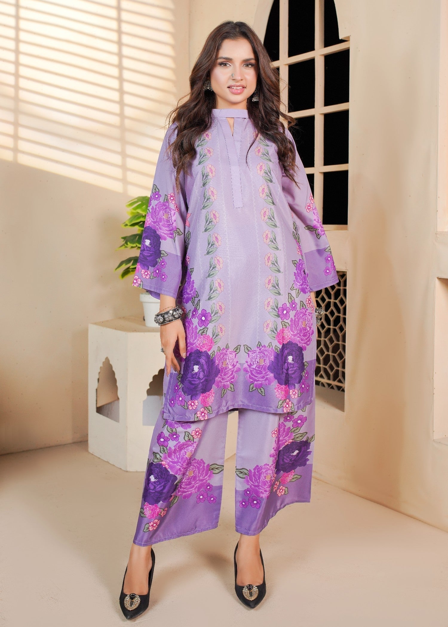 polyester crepe Co Ord Sets in Royal purple