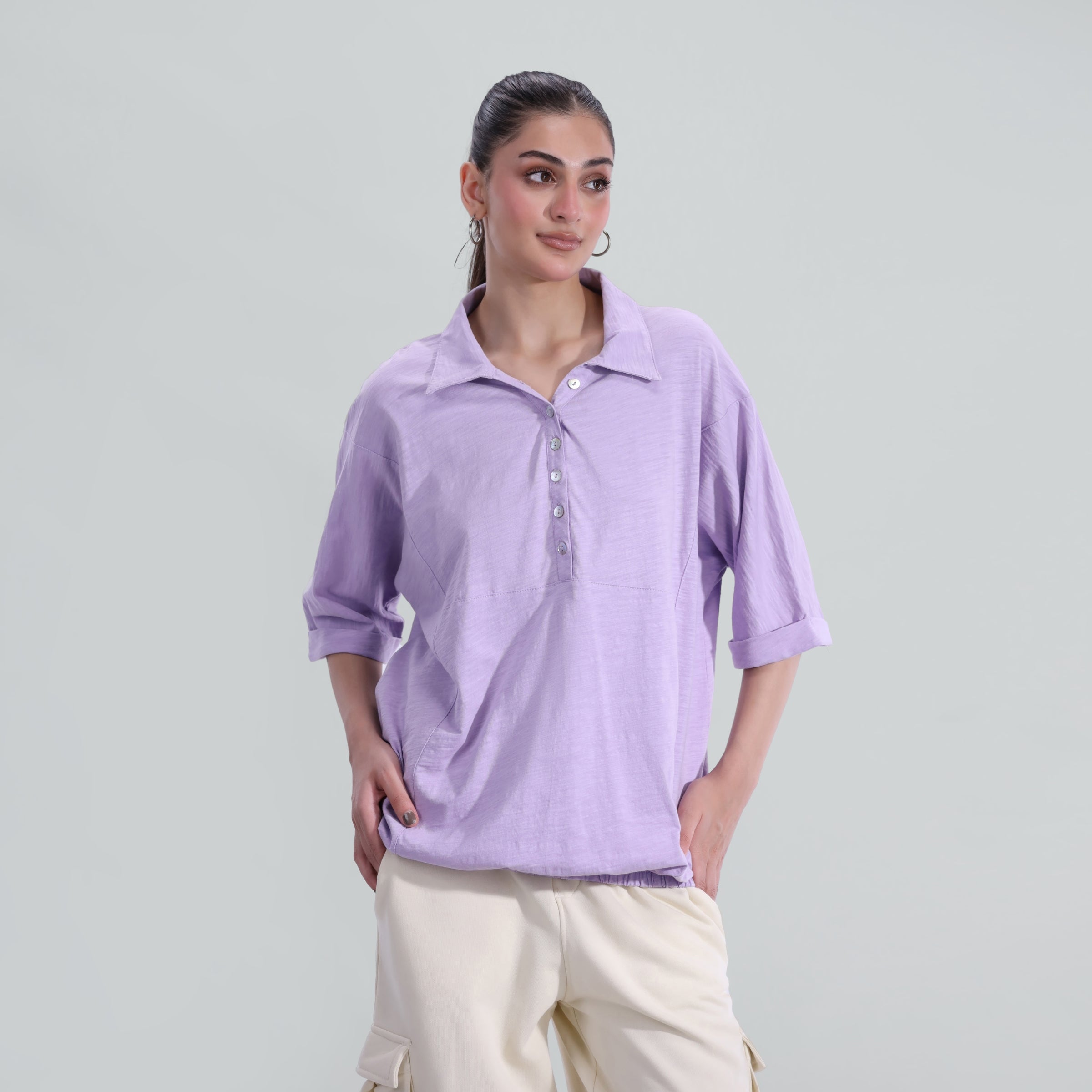 single jersey knit Top in Lilac