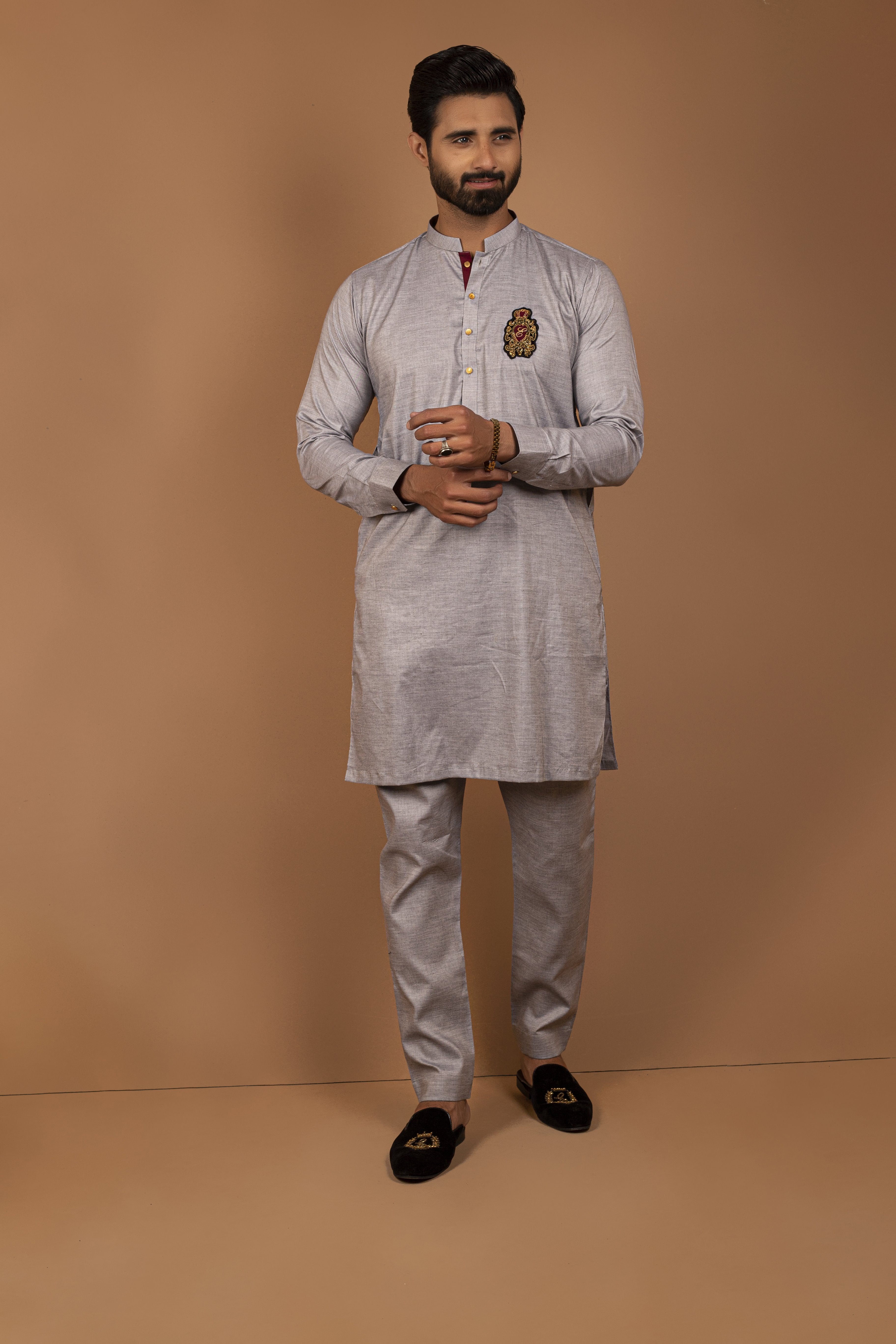 wash & wear Kurta Set in Silver