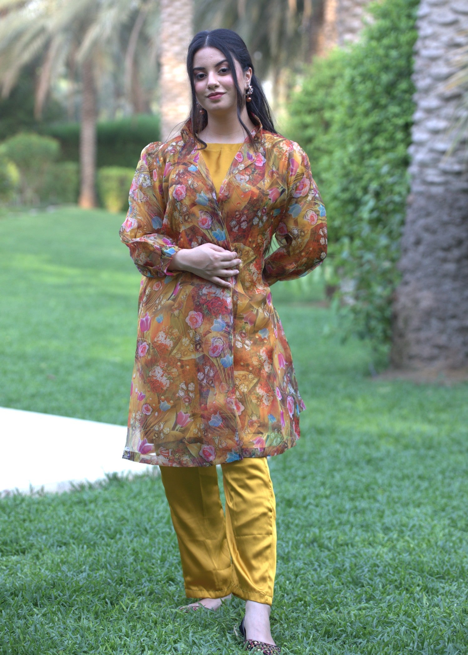 silk Gown in Mustard