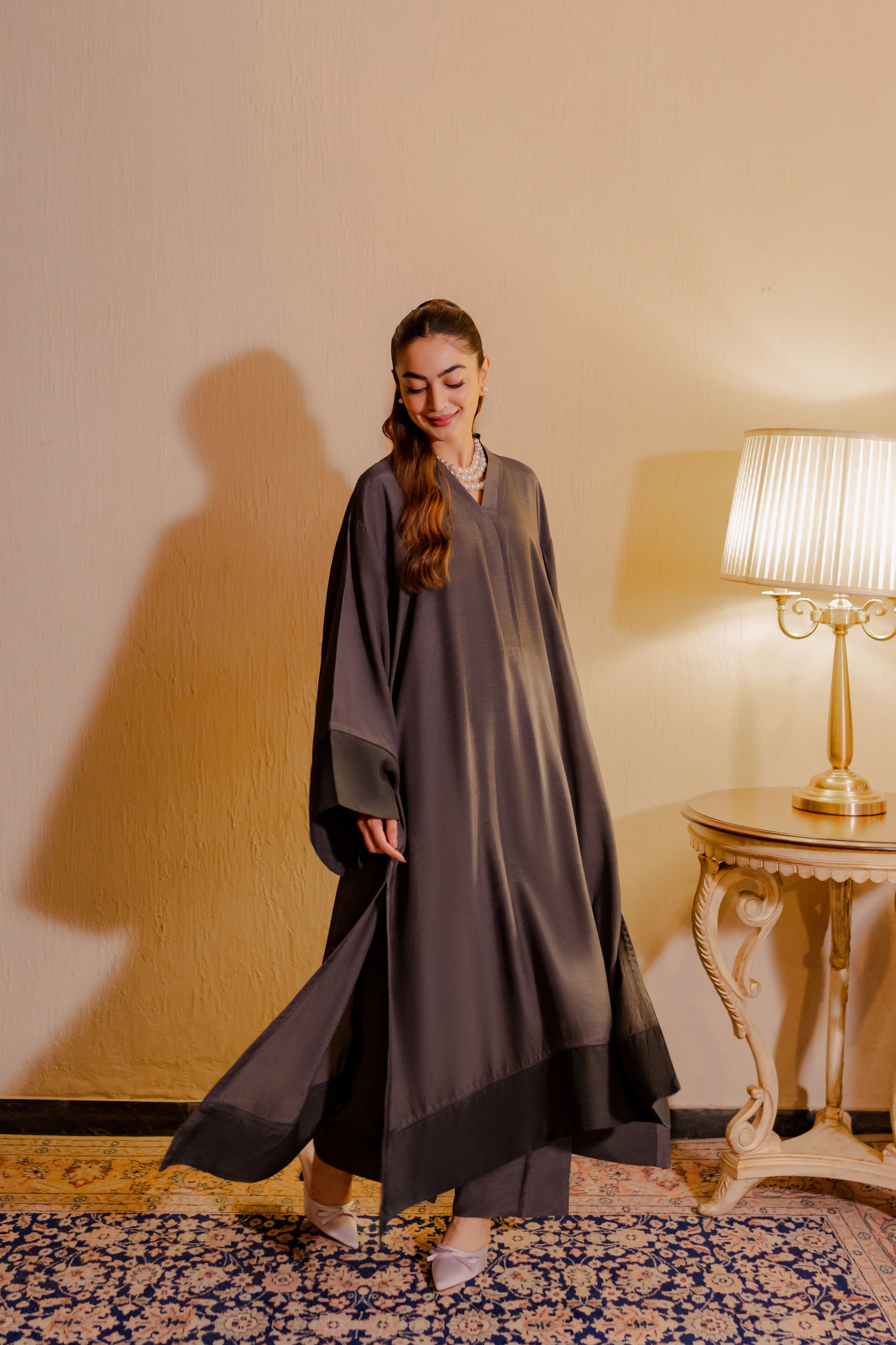 silk Kaftan in Tan brown