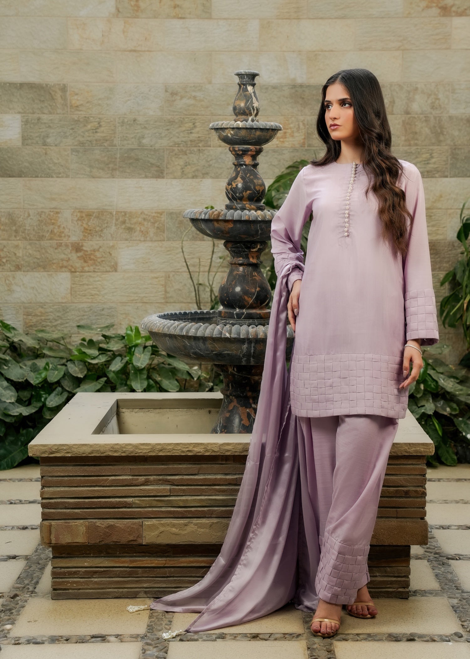 korean raw silk Kurta Set in Lilac
