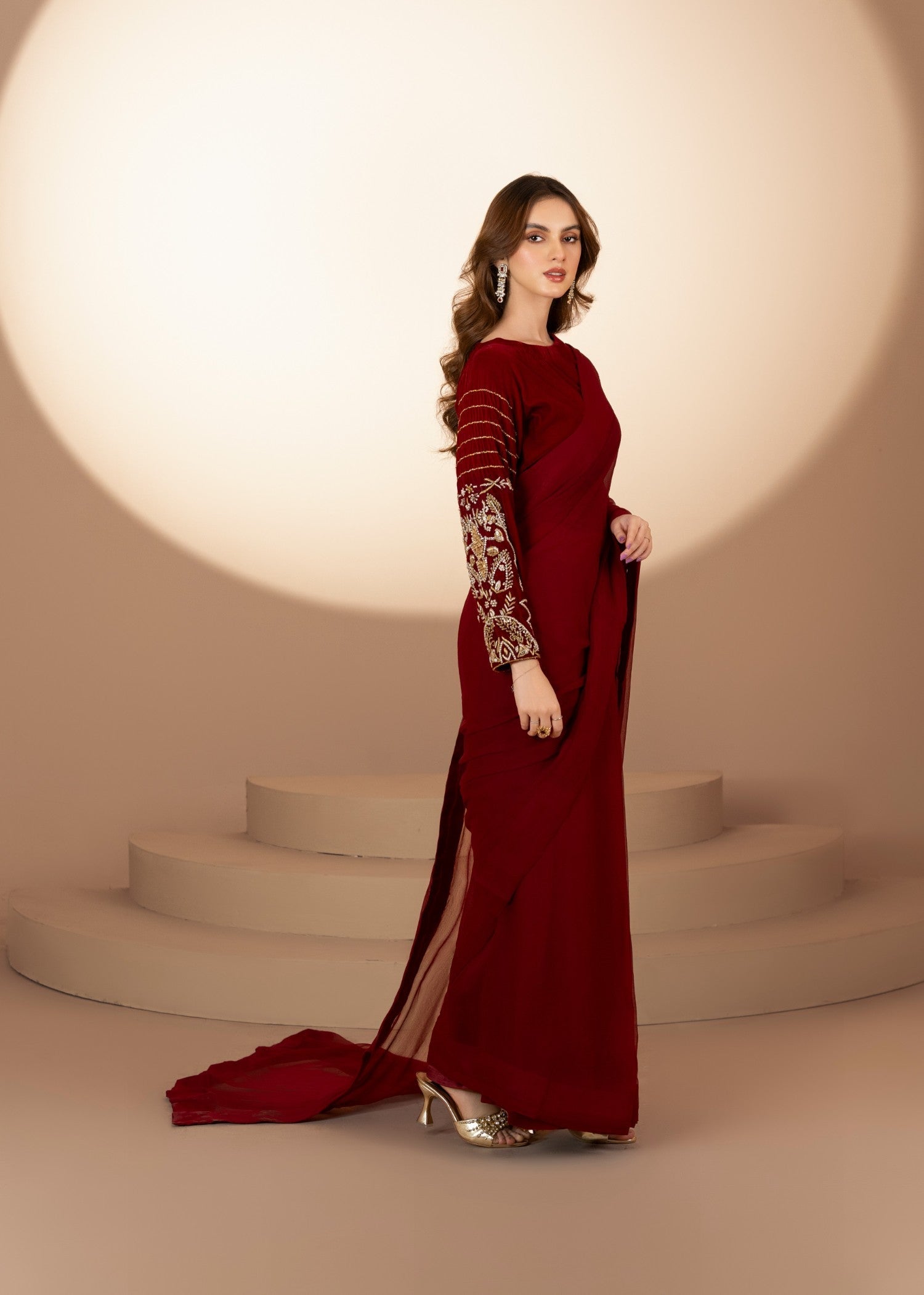 velvet Saree in Maroon