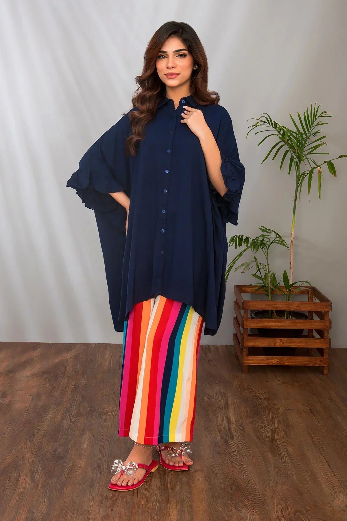 linen Kaftan in Blue